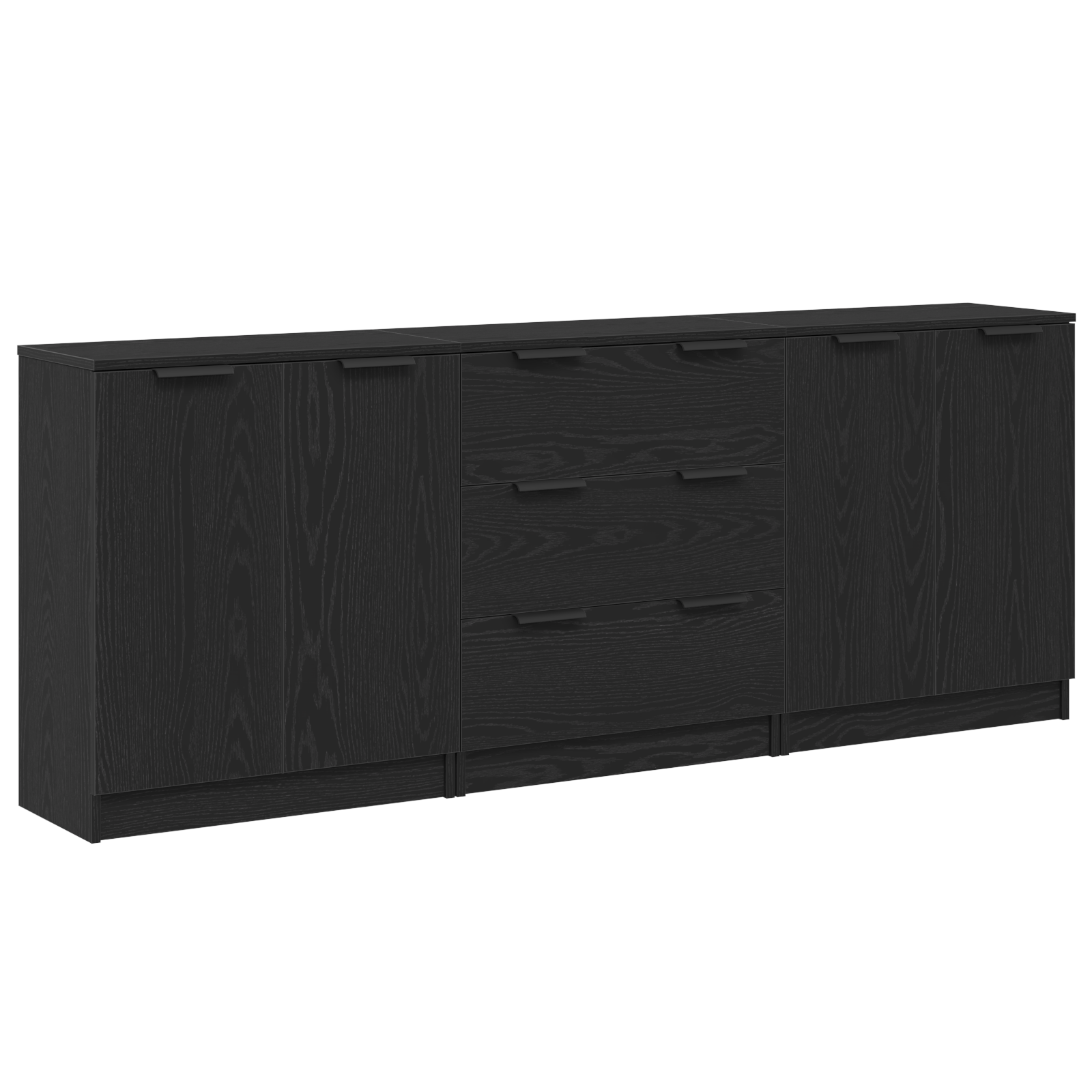 Buffet 3 pc Chêne noir 180 x 30 x 70 cm Bois d'ingénierie - XIOS