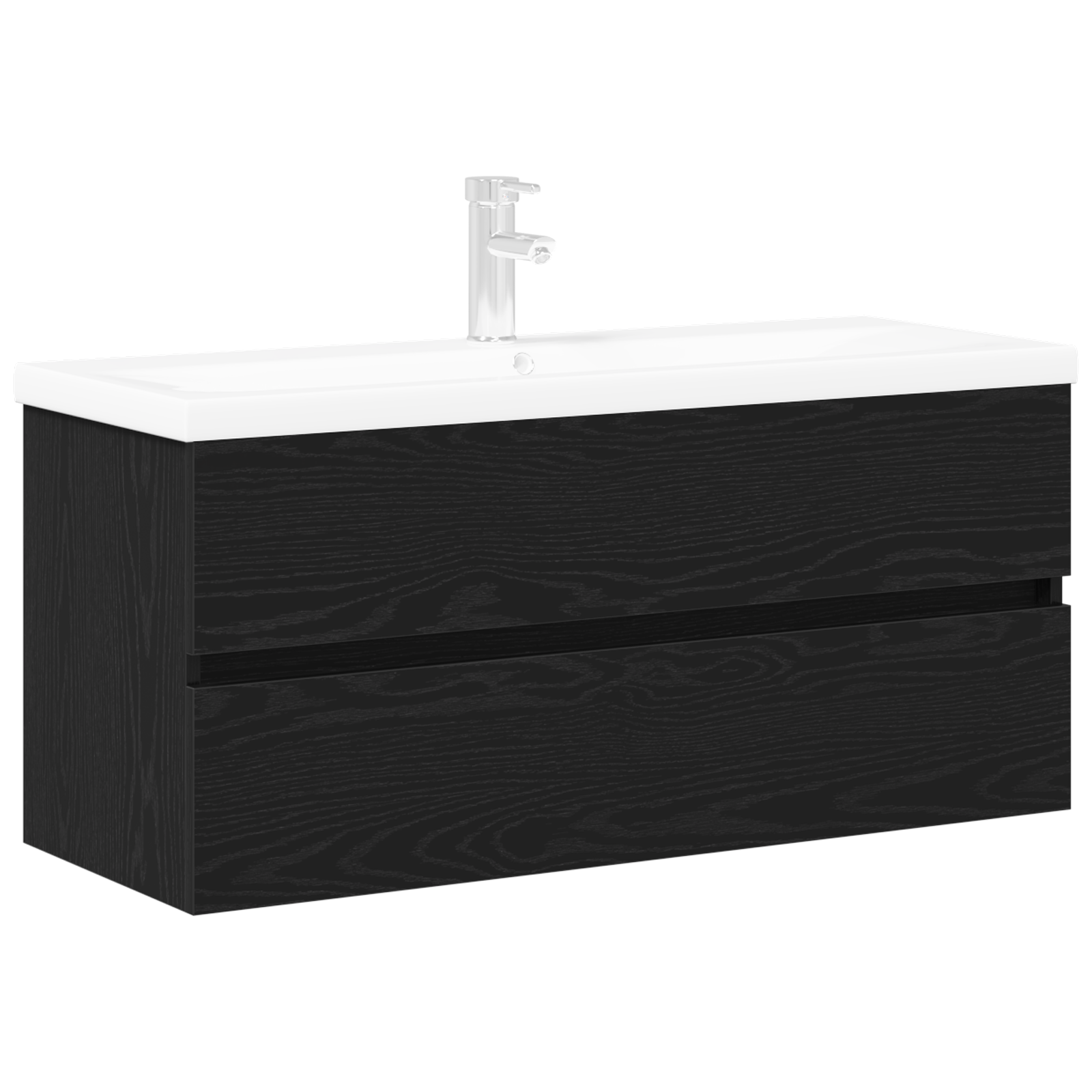 Cabinet sous lavabo avec lavabo intégré en bois d'ingénierie chêne noir Meubles-lavabos de salle de bains vidaXL