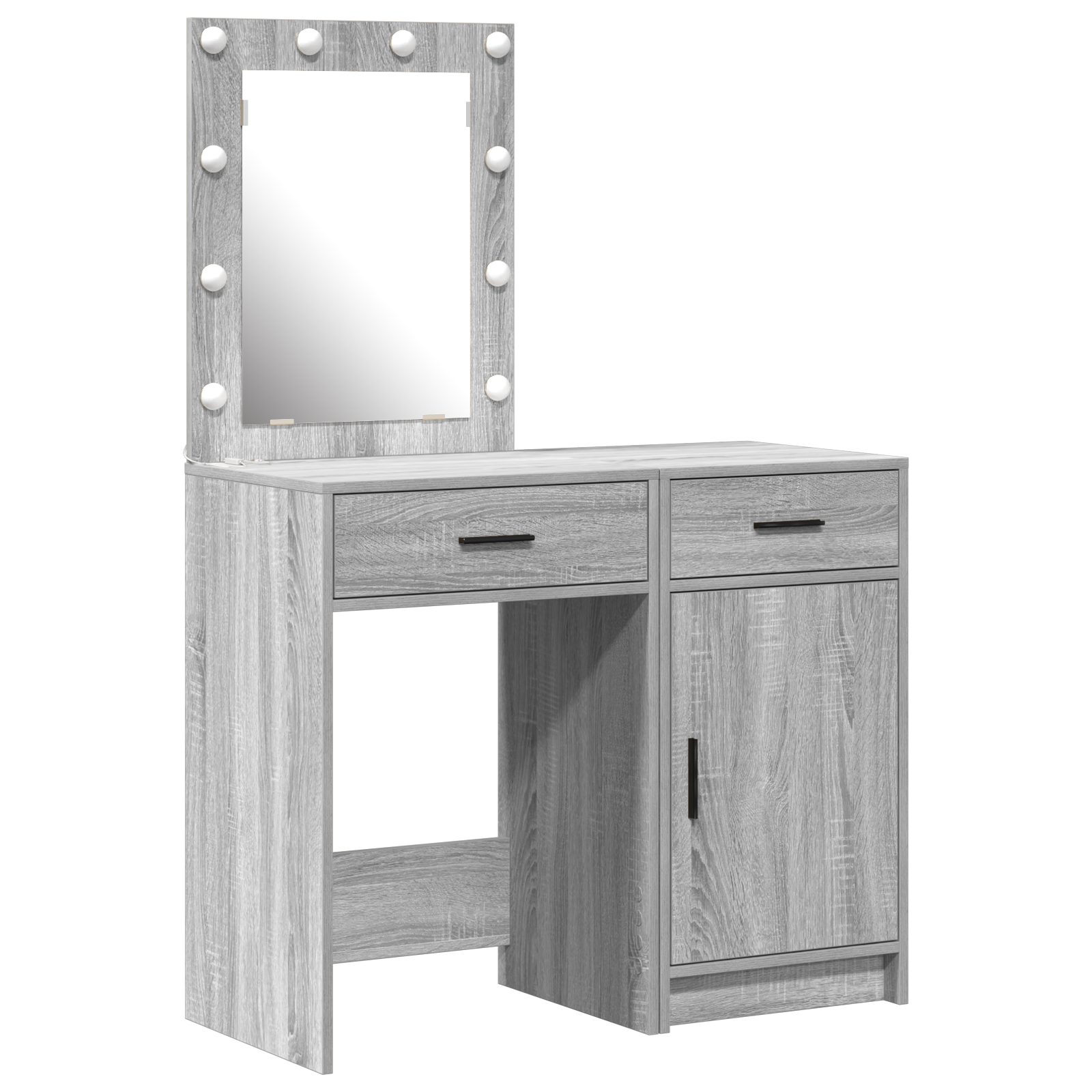 Ensemble de table de maquillage de 2 pièces avec LED en bois d'ingénierie gris sonoma Coiffeuses vidaXL