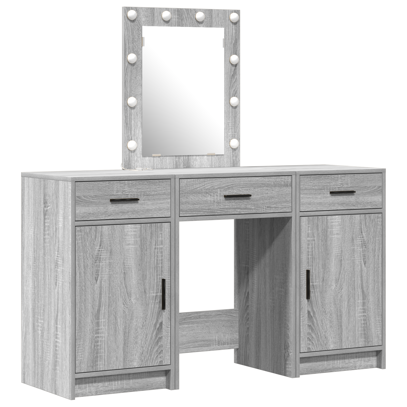 Ensemble de coiffeuse de 3 pièces vidaXL avec LED en bois d'ingénierie gris sonoma Coiffeuses vidaXL
