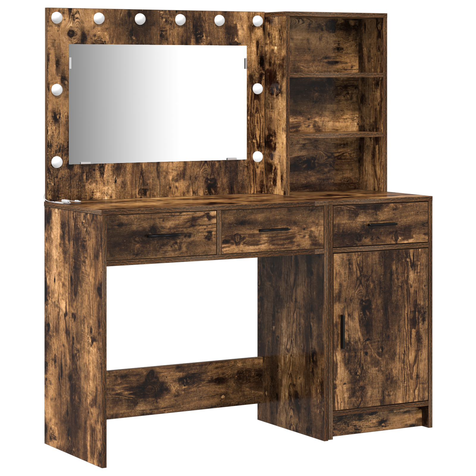 Set de coiffeuse 2 pièces vidaXL avec LED en chêne fumé en bois d'ingénierie Coiffeuses vidaXL