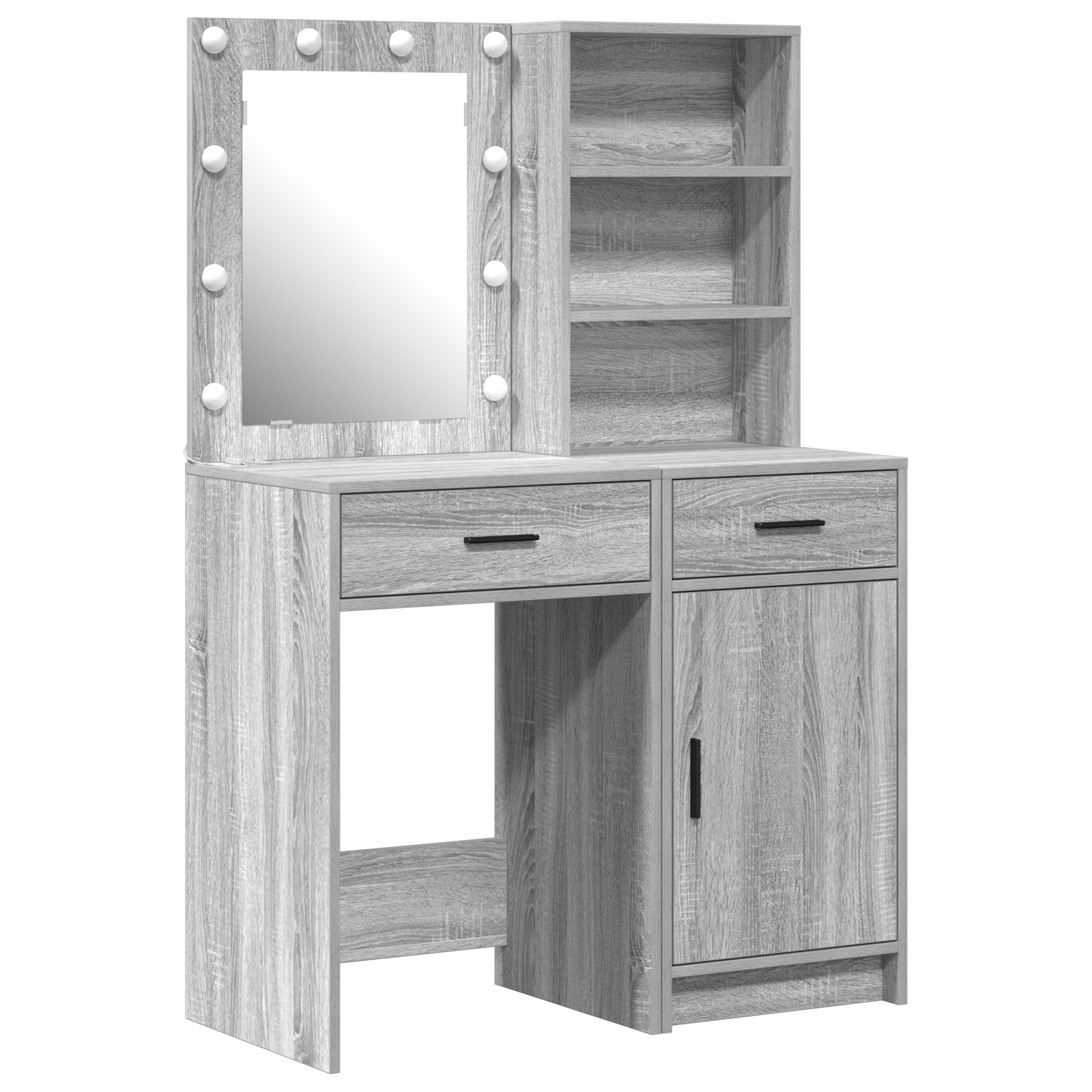 Ensemble de coiffeuse 2 pièces avec LED en bois d'ingénierie Sonoma gris Coiffeuses vidaXL