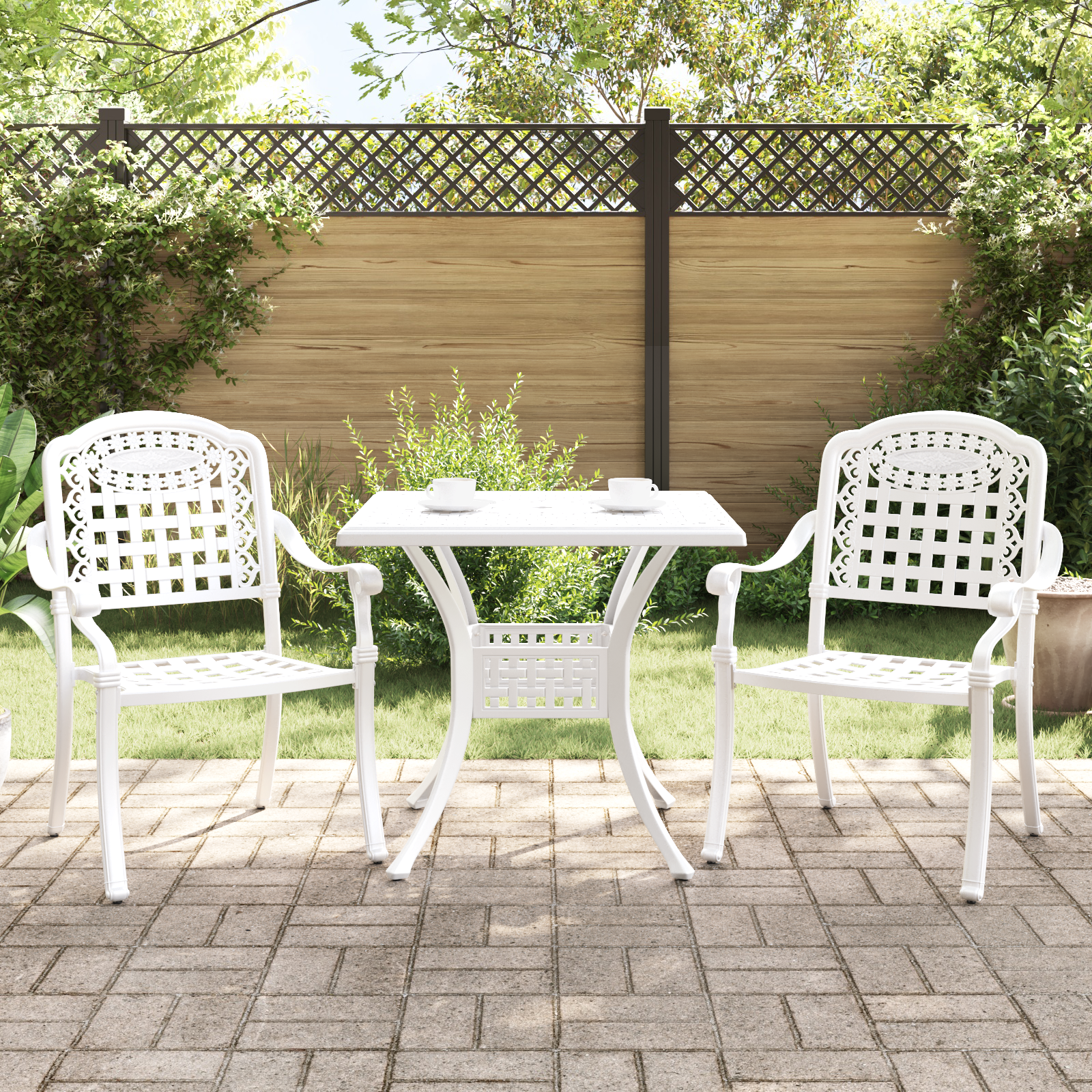 Ensemble de Bistro de Jardin 3 Pièces vidaXL en Aluminium Blanc Chaises de jardin vidaXL