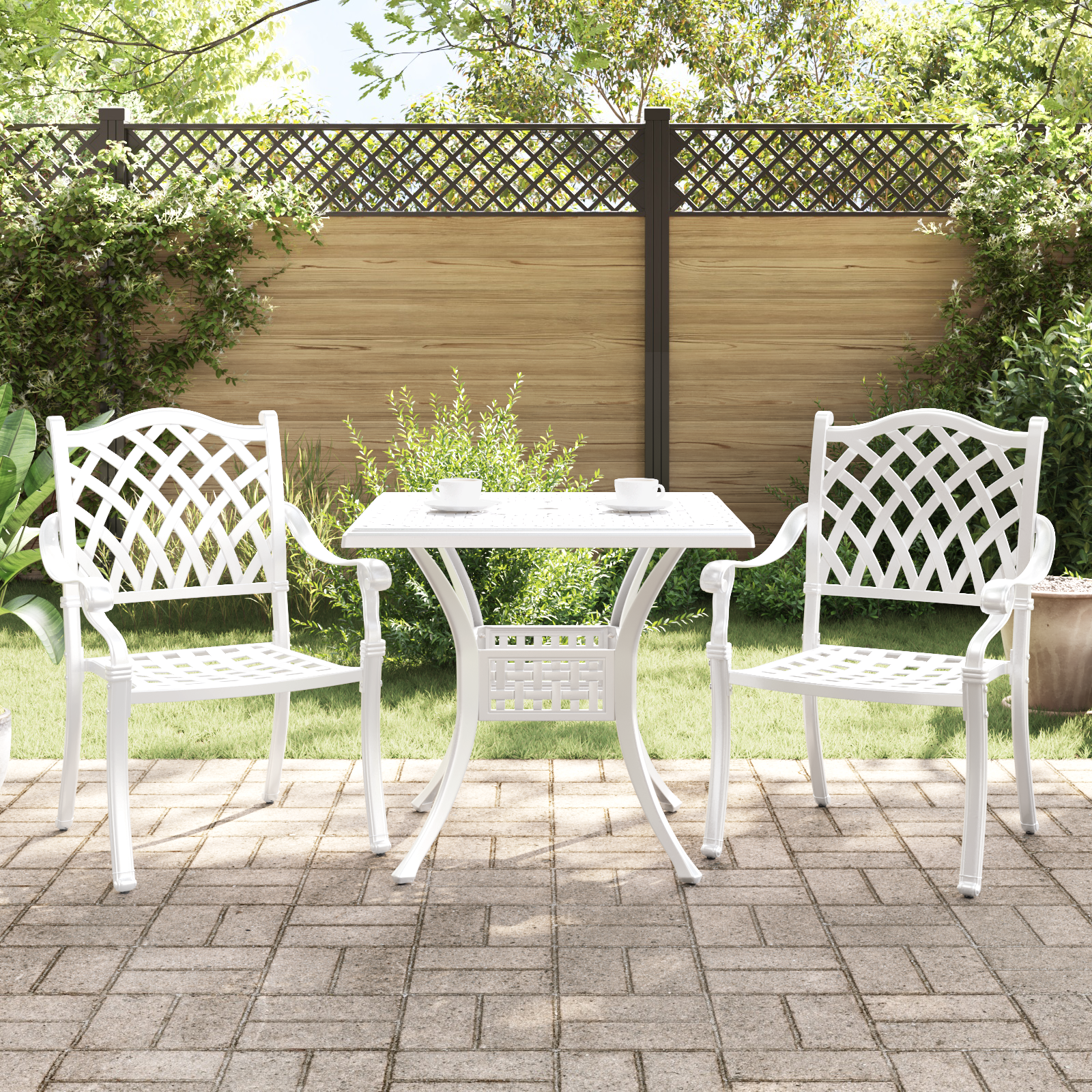 Ensemble Bistro de Jardin 3 Pièces vidaXL en Aluminium Blanc Chaises de jardin vidaXL
