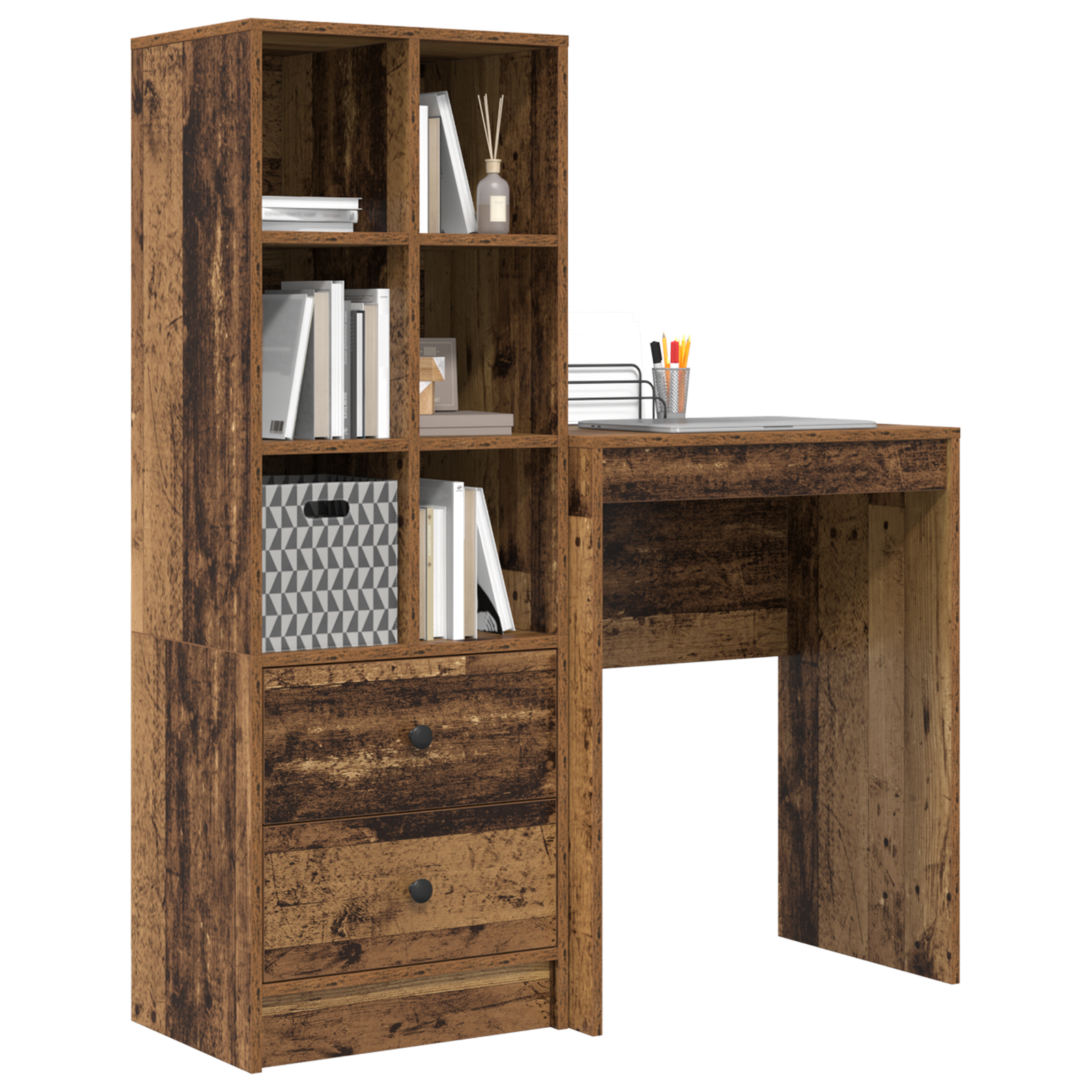 Bureau avec tiroir avec étagère avec stockage 2 pcs Bois ancien - XIOS