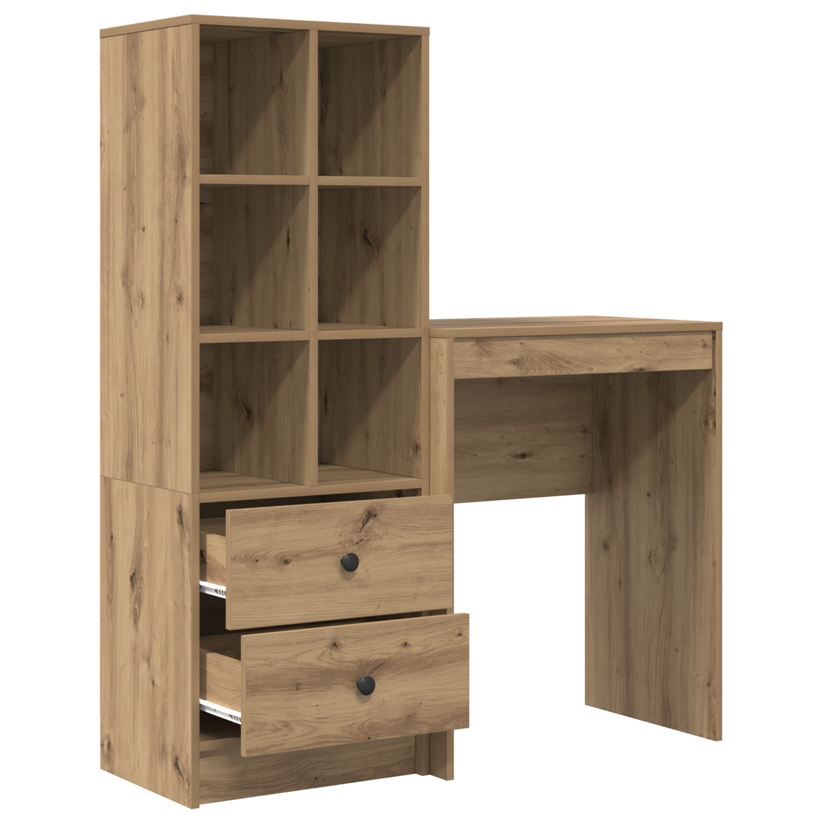 Bureau avec tiroir avec étagère 2 pcs Chêne artisanal - XIOS