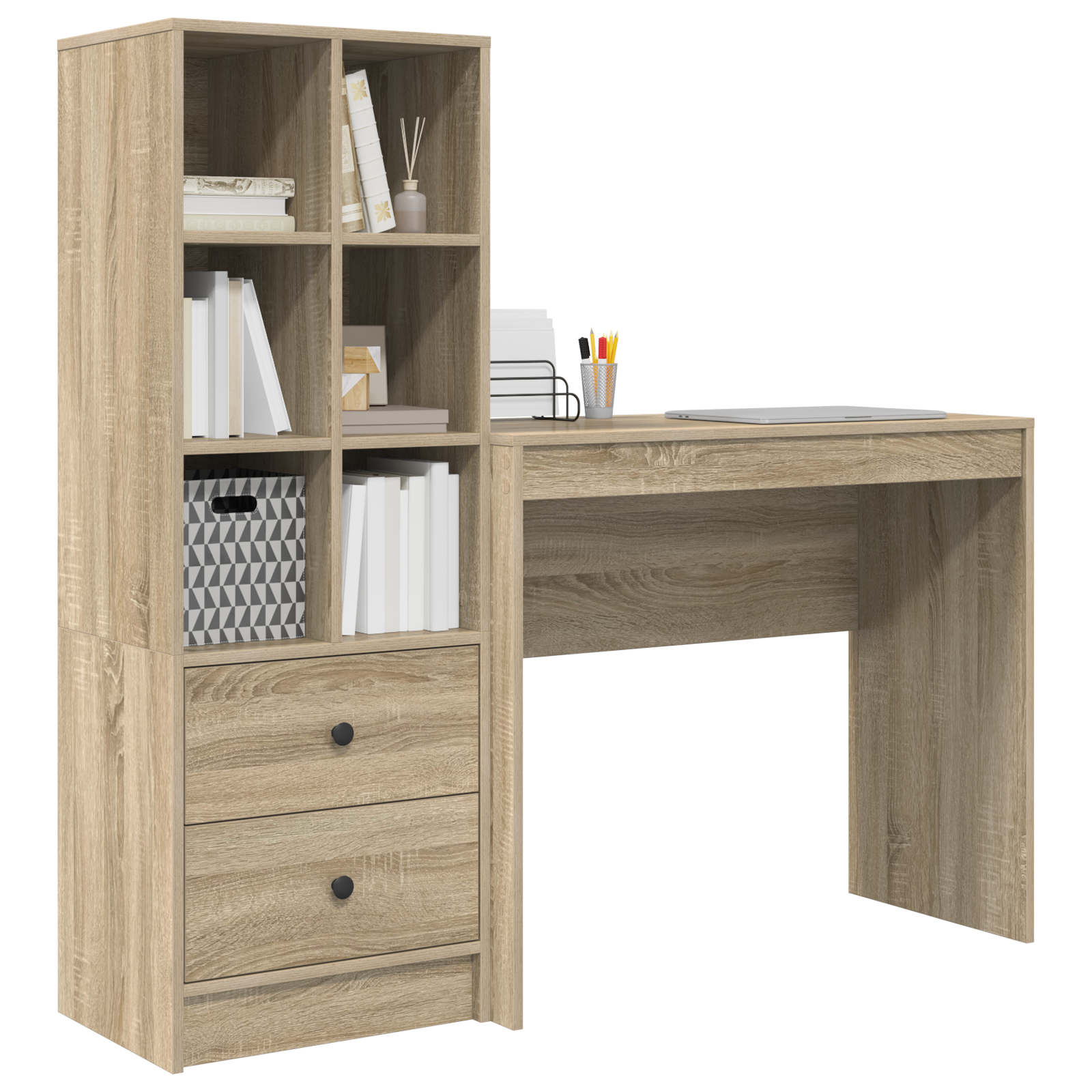 Bureau avec tiroir avec étagère 2 pcs Chêne Sonoma - XIOS