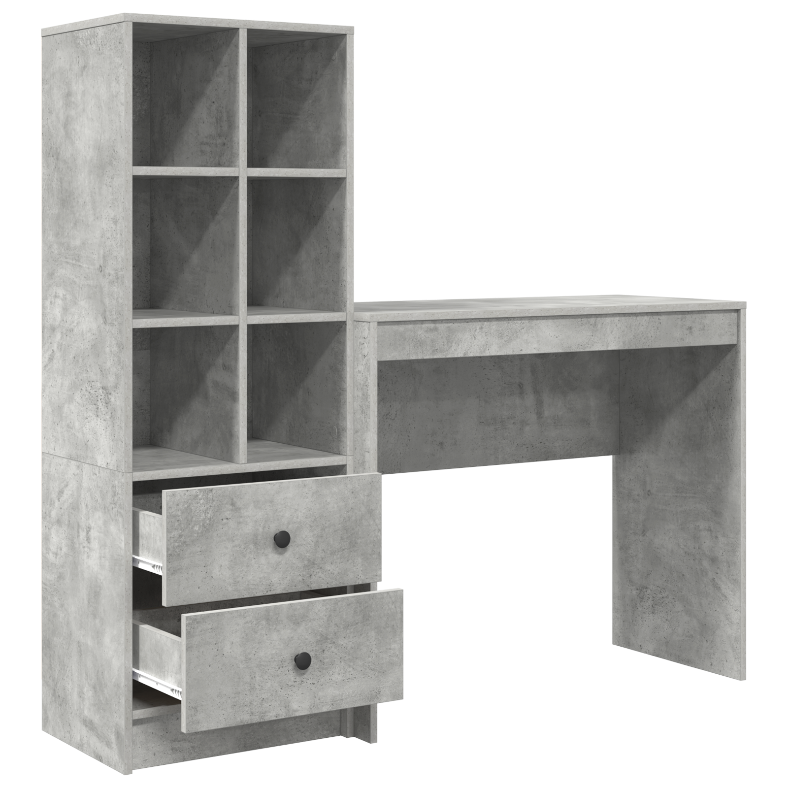 Bureau avec tiroir avec étagère avec stockage 2 pcs Gris béton - XIOS
