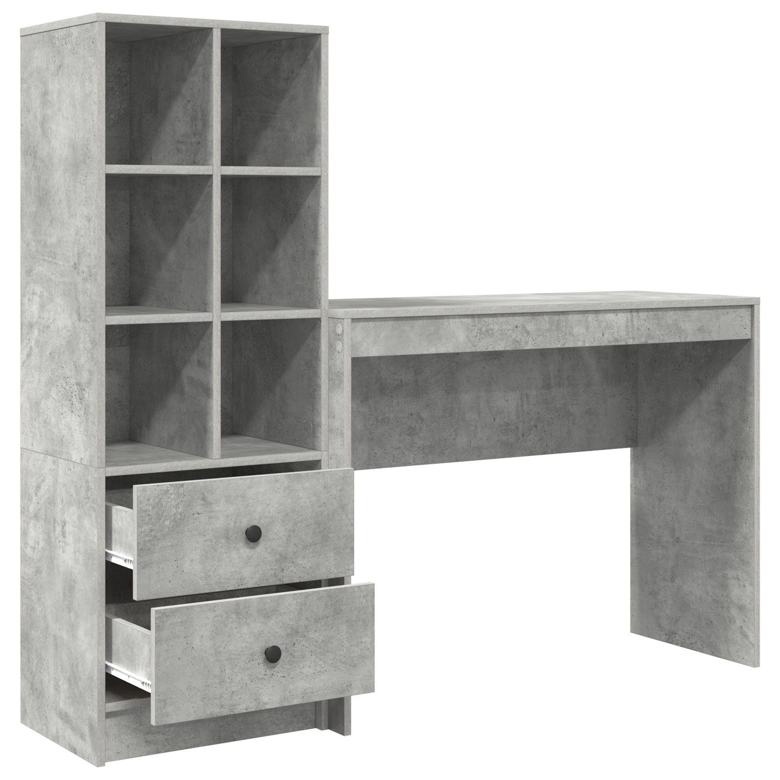 Bureau avec tiroir avec étagère avec stockage 2 pcs Gris béton - XIOS