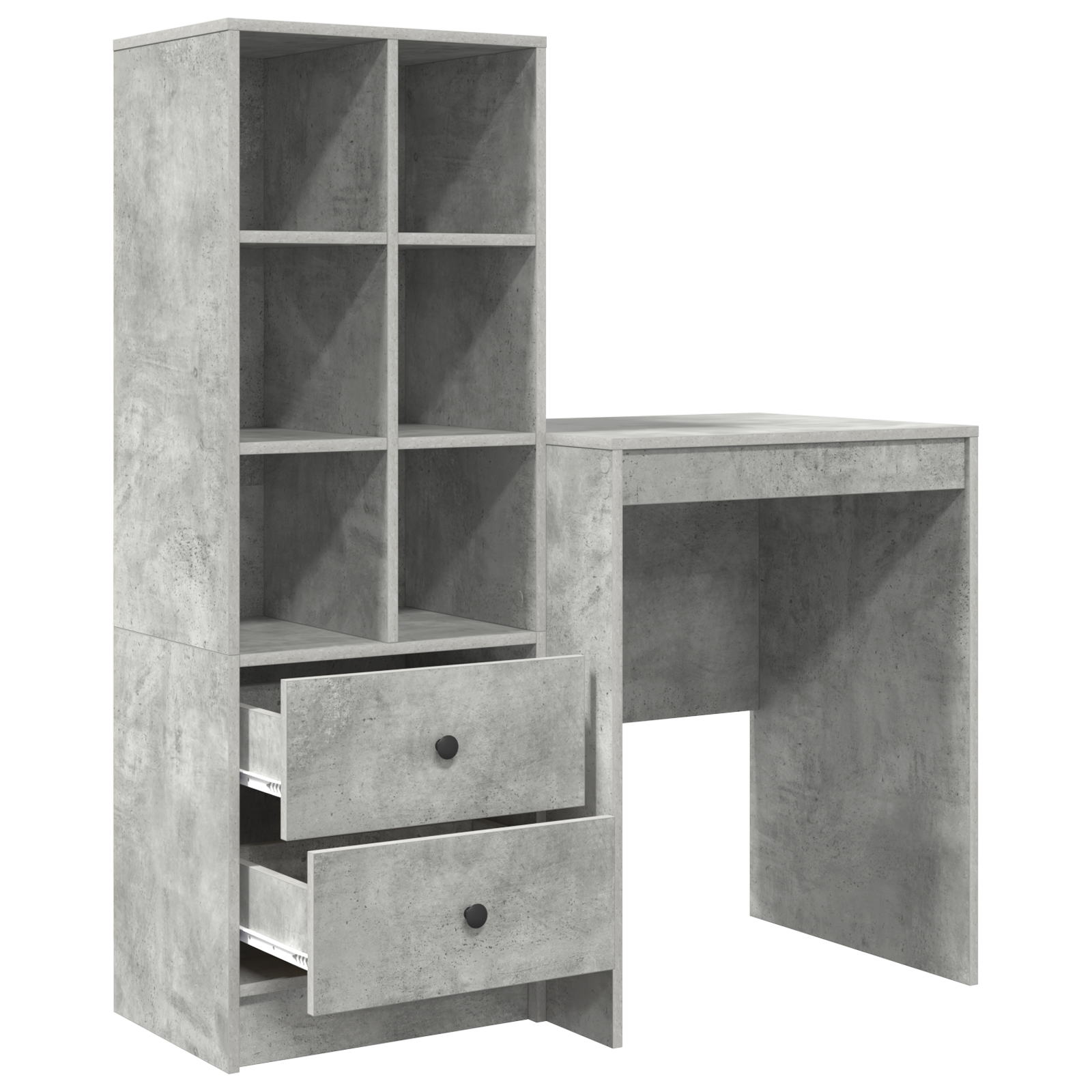 Bureau avec tiroir avec étagère avec stockage 2 pcs Gris béton - XIOS