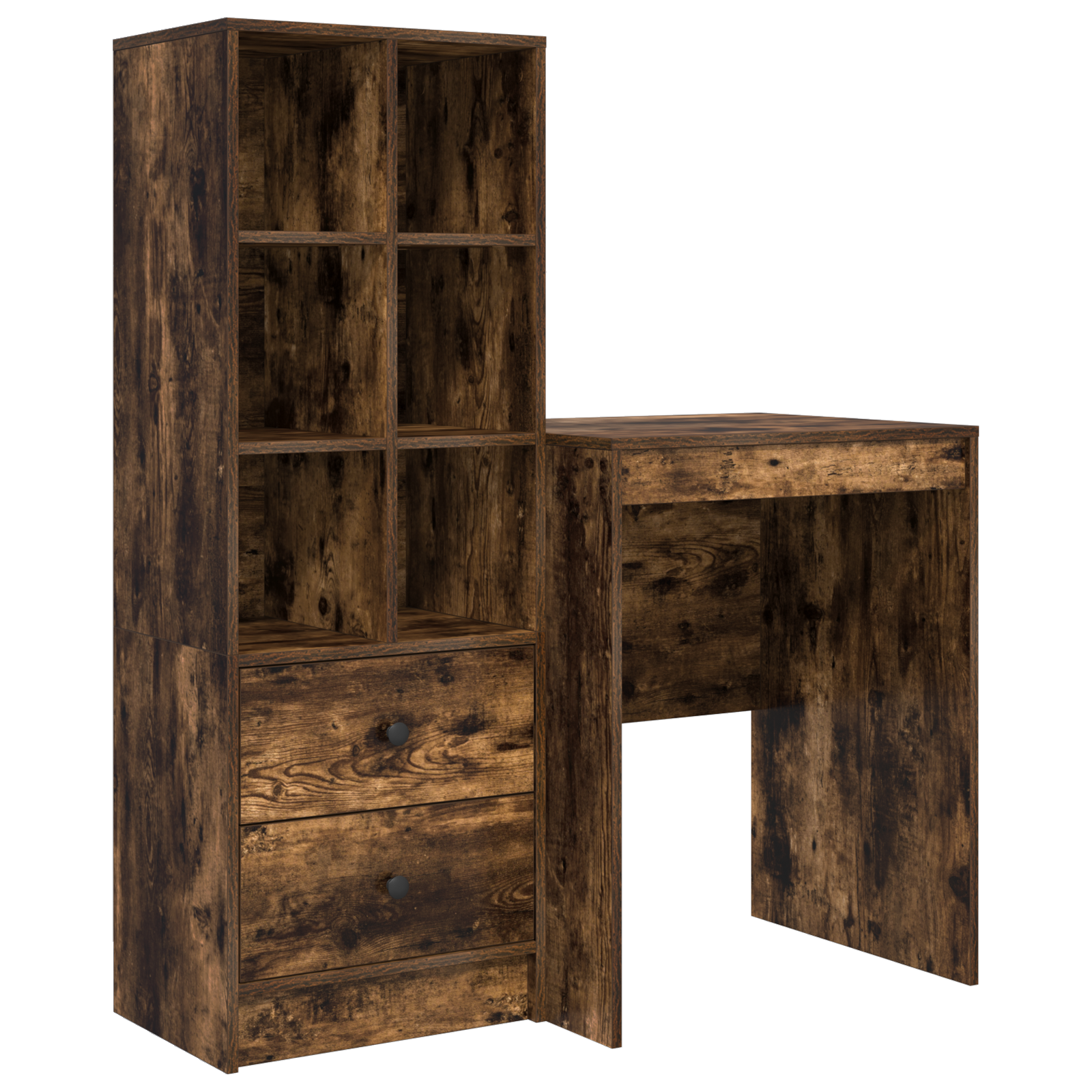 Bureau avec tiroir avec étagère avec stockage 2 pcs Chêne fumé - XIOS