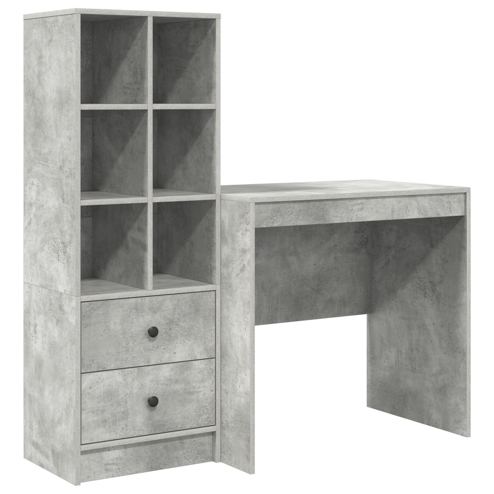 Bureau avec tiroir avec étagère avec stockage 2 pcs Gris béton - XIOS