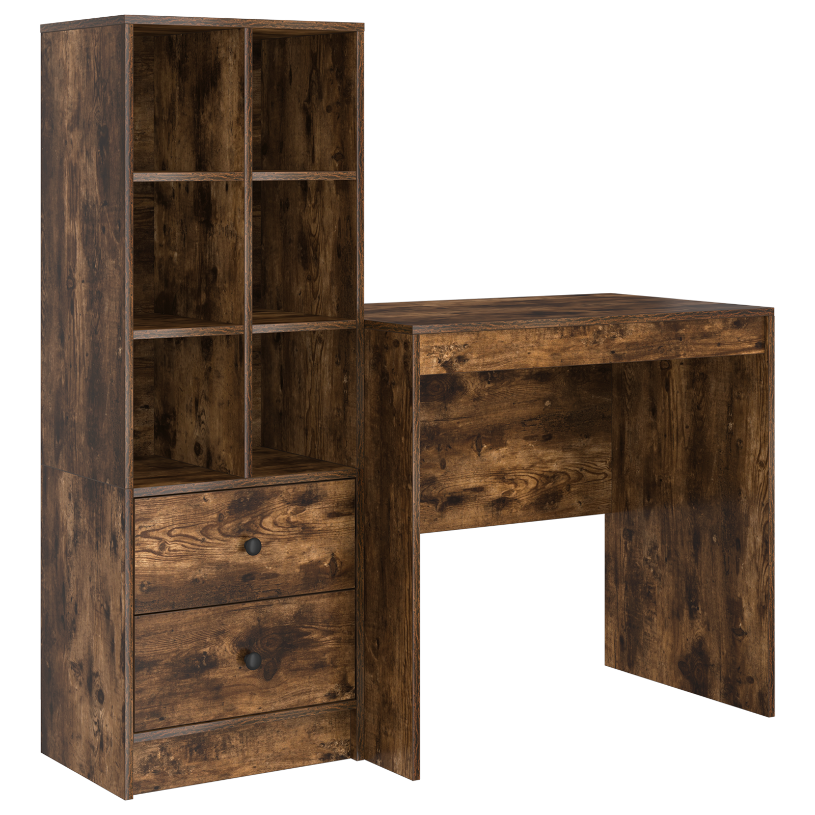 Bureau avec tiroir avec étagère avec stockage 2 pcs Chêne fumé - XIOS