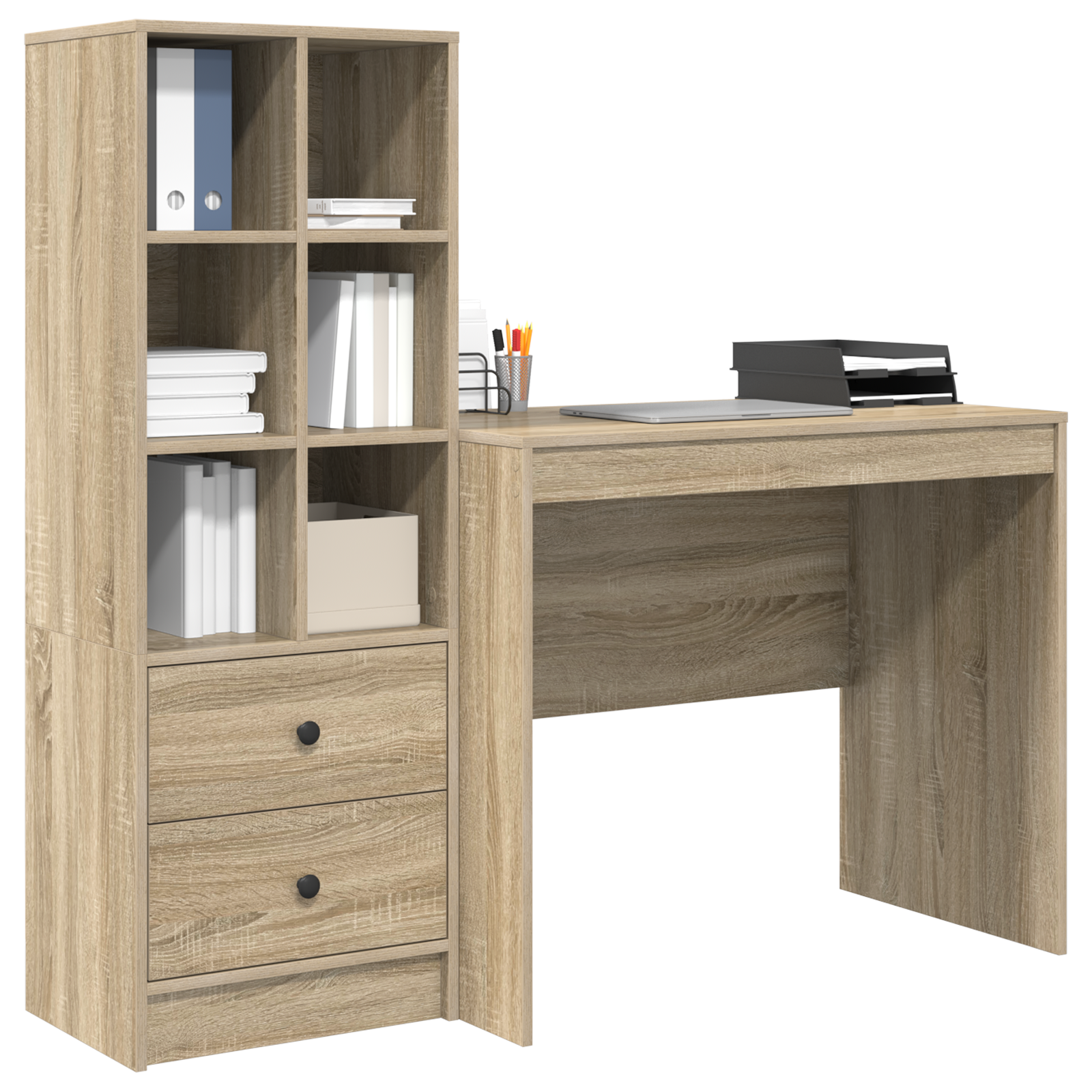 Bureau avec tiroir avec étagère 2 pcs Chêne Sonoma - XIOS