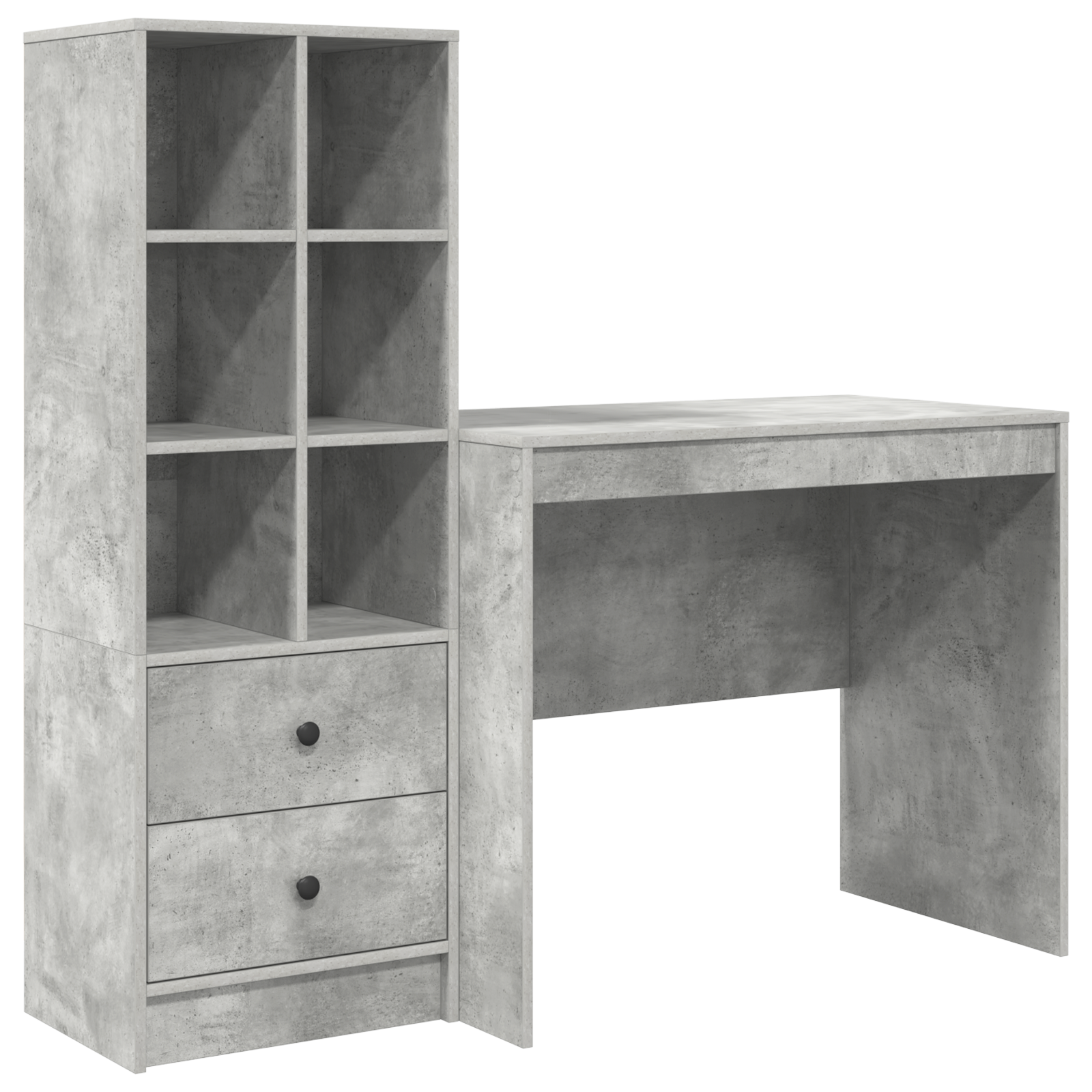 Bureau avec tiroir avec étagère avec stockage 2 pcs Gris béton - XIOS