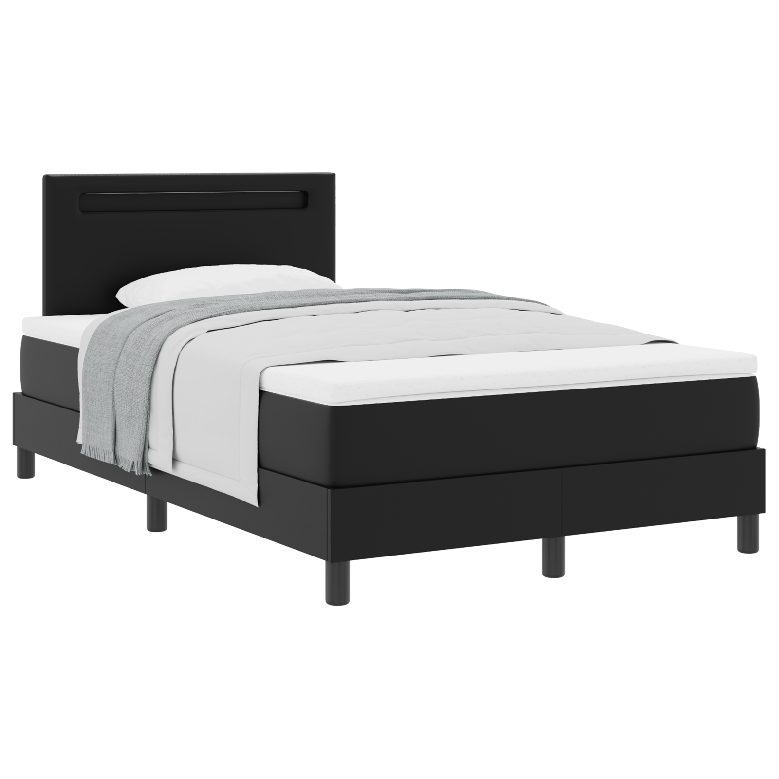 Lit à ressorts avec matelas Noir 120 x 190 cm Simili cuir - XIOS