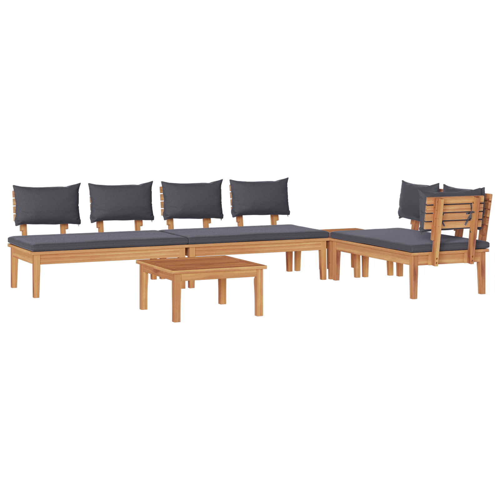 Ensemble de salle à manger de jardin 5 pièces avec coussins - Bois de teck massif Éléments pour canapés modulables de jardin vidaXL