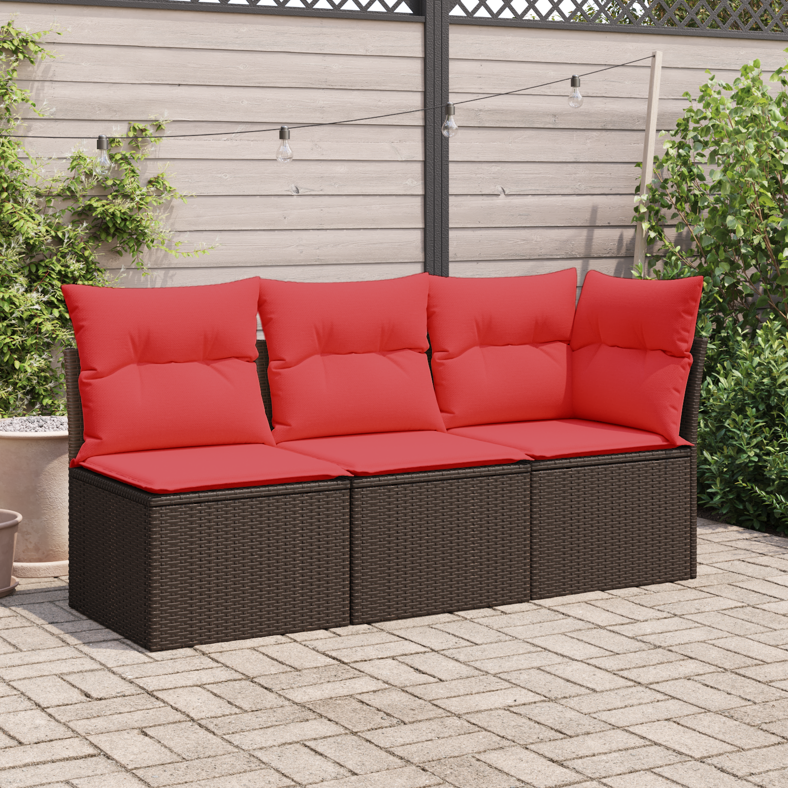 Canapé de jardin sans accoudoirs avec coussins en polyrotin marron Canapés de jardin vidaXL