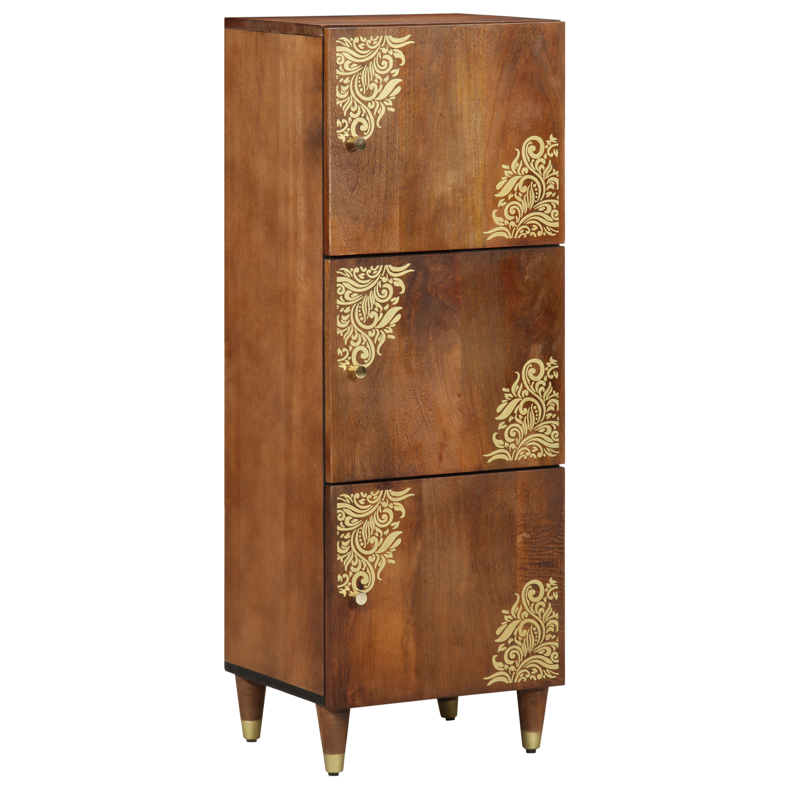 Meuble Haut Marron Miel avec accents dorés Bois de Manguier Massif Fixations & meubles de rangement multimédia vidaXL