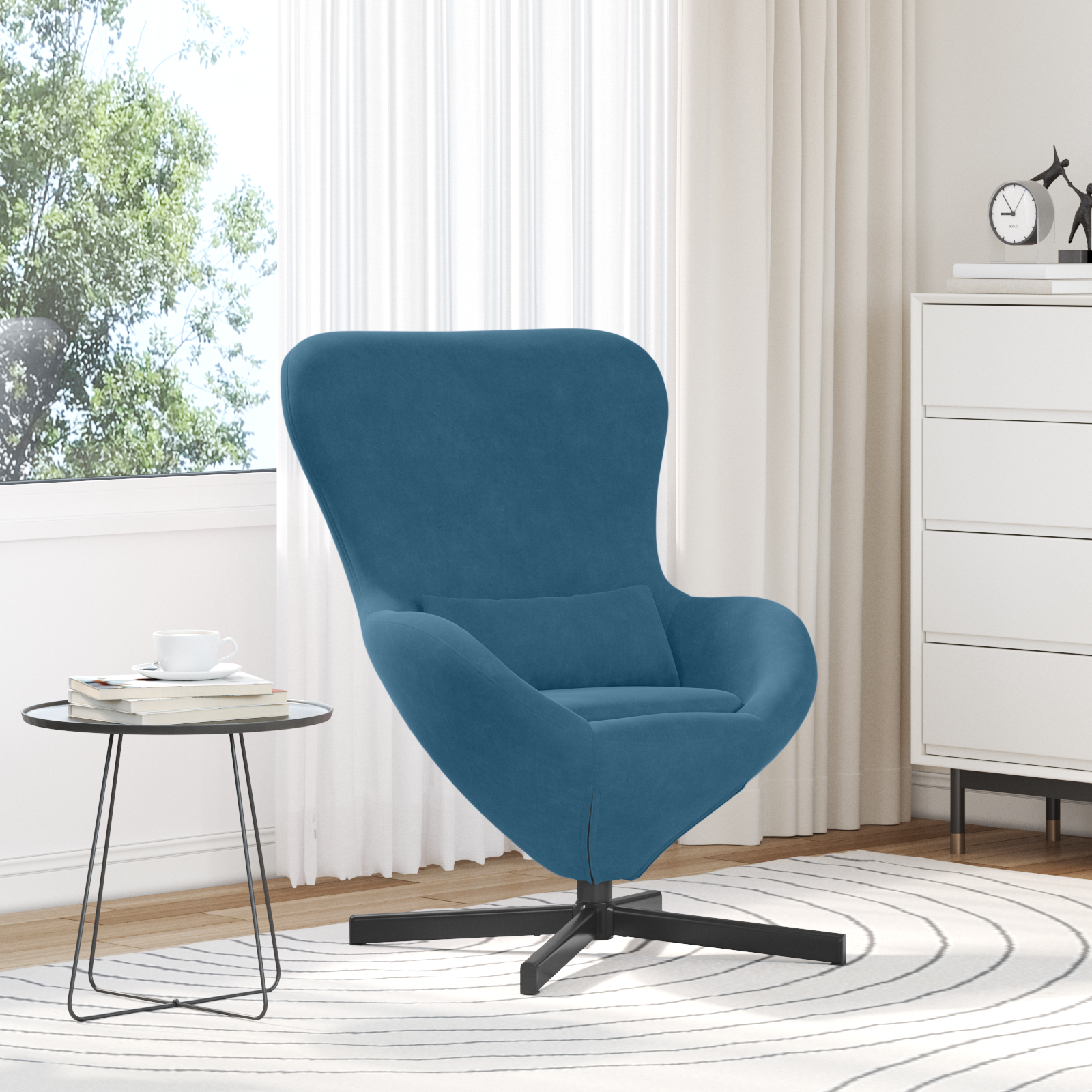 Fauteuil œuf Bleu 63 x 73 x 90 cm Velours - XIOS