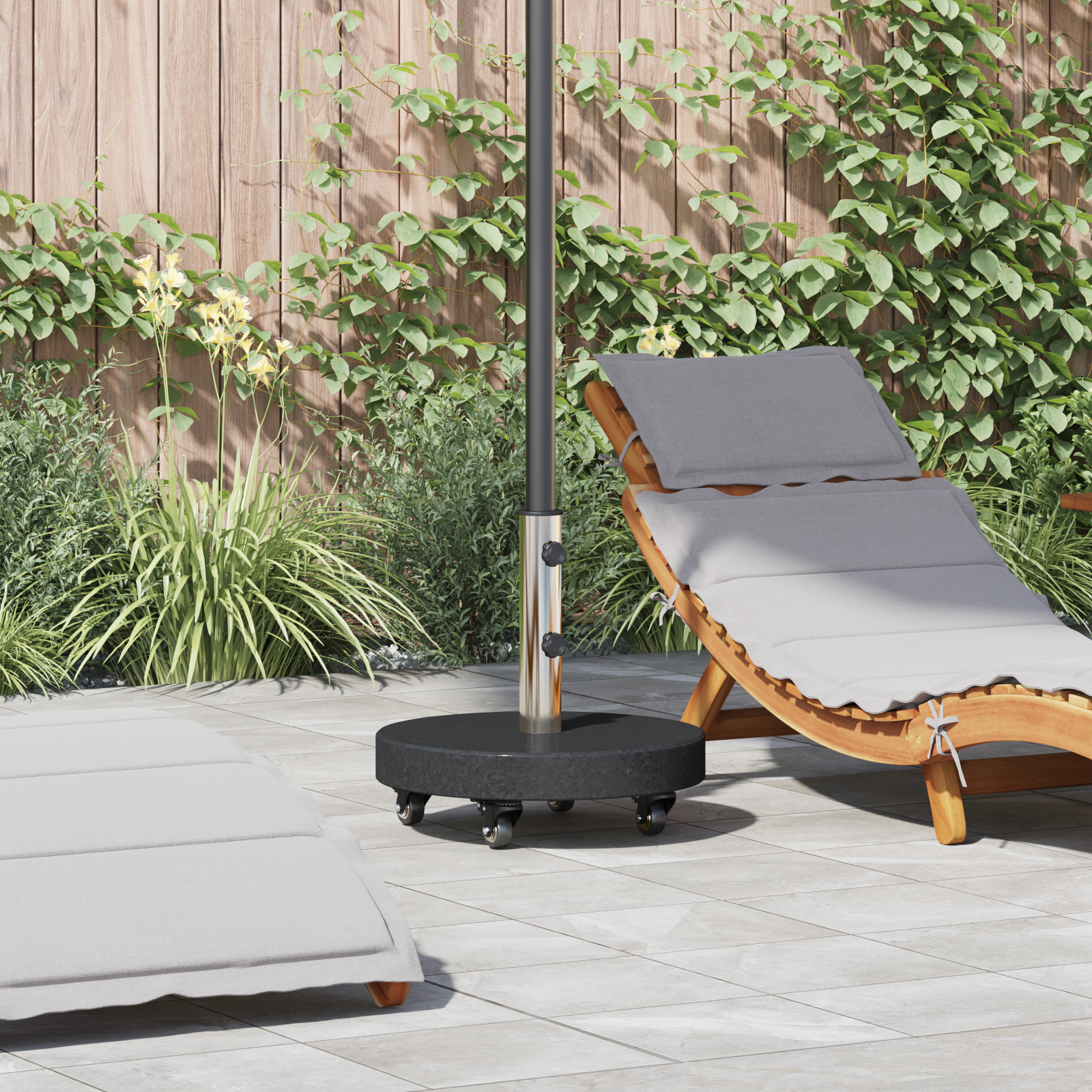 Base de parasol roulable pour poteaux Ø38/48mm - Granit noir, rond de 30kg Supports pour parasols vidaXL