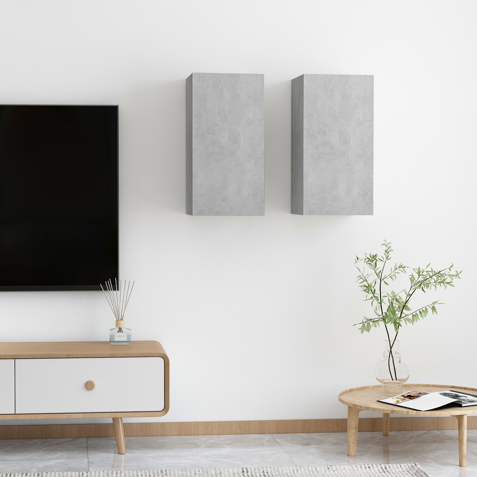| Cabinet TV mural | 2 pcs Gris béton 30.5 x 30 x 60 cm - XIOS