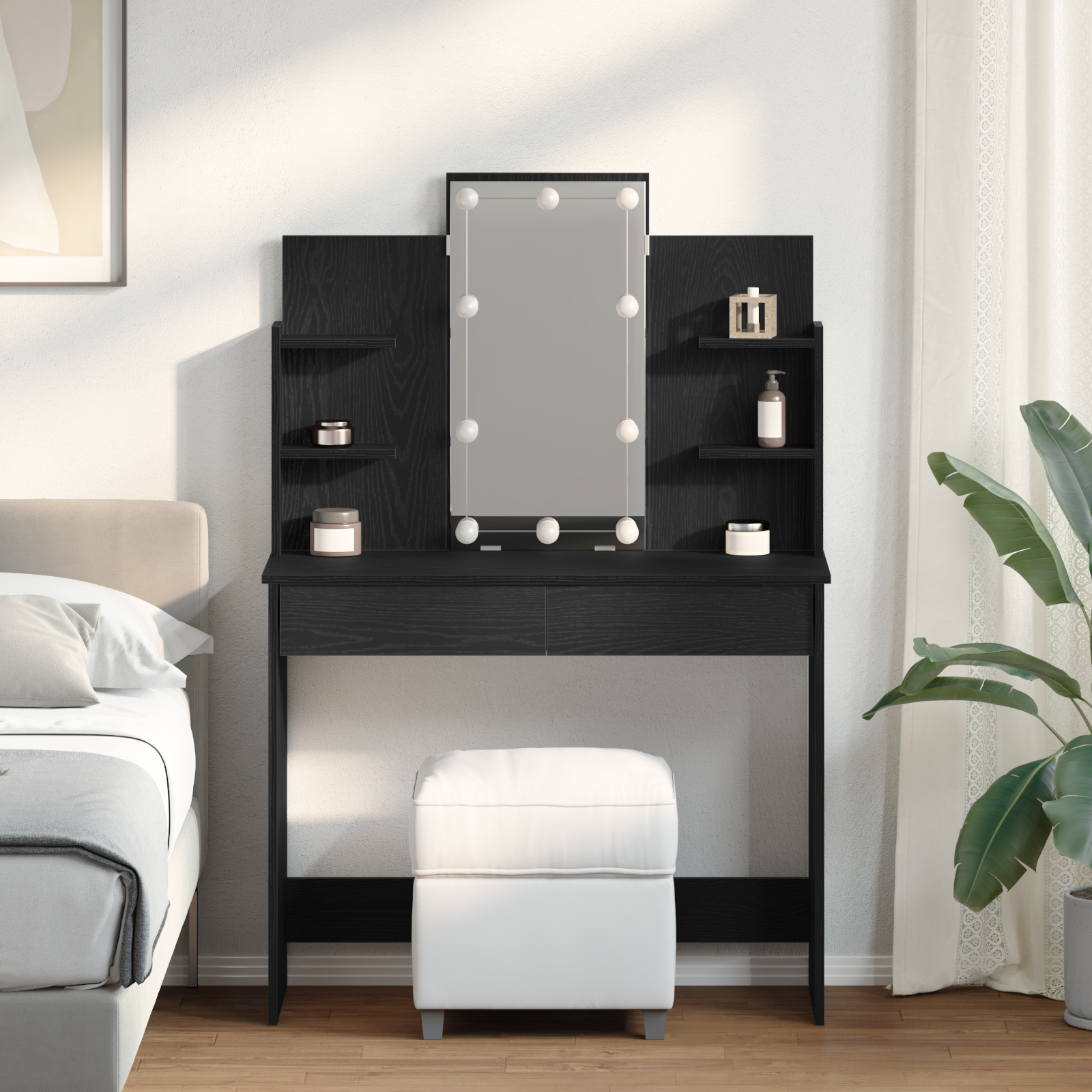 Table de Toilette Chêne noir 96 x 40 x 142 cm Bois d'ingénierie - XIOS