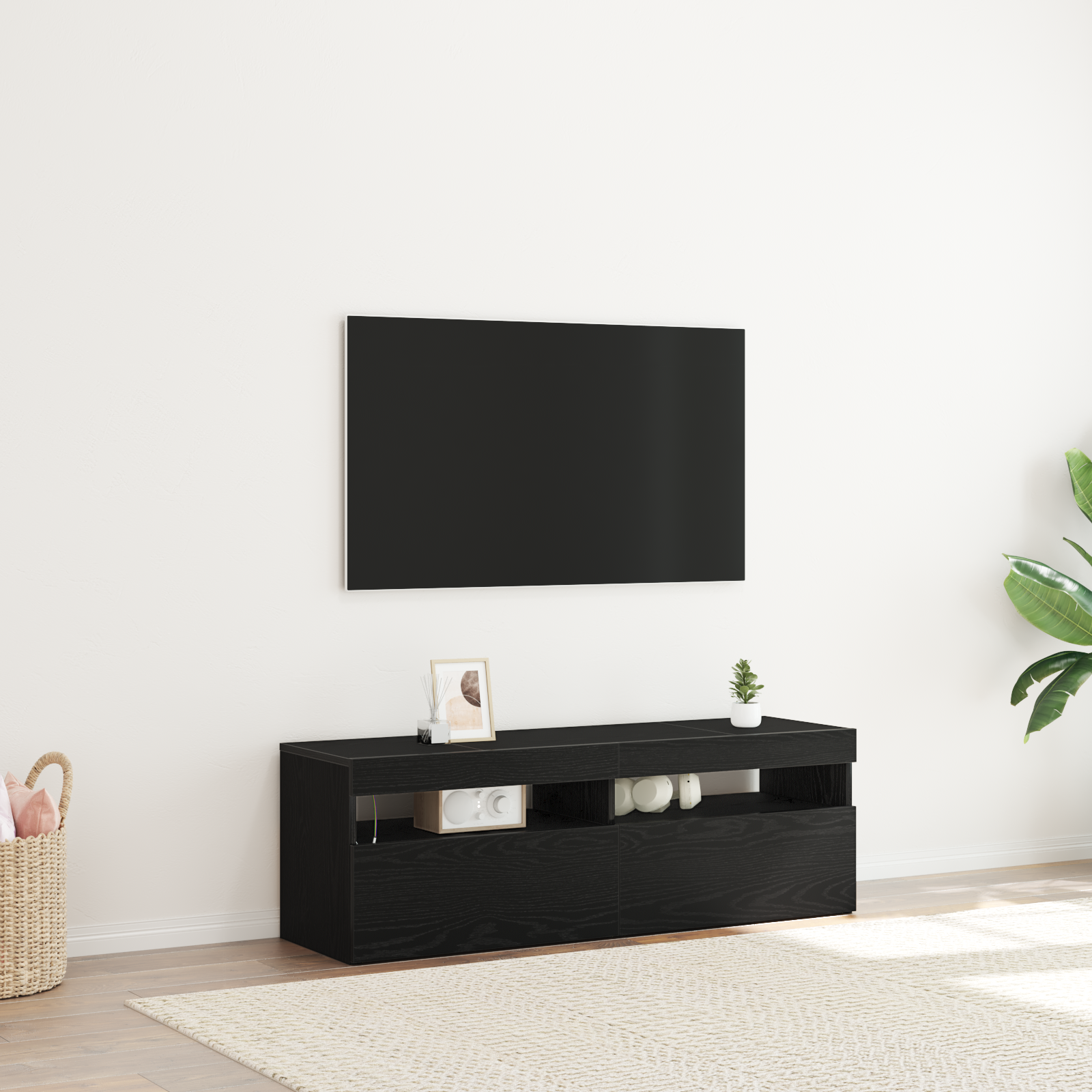 Meuble TV Noir 120 x 35 x 40 cm Bois d'ingénierie - XIOS