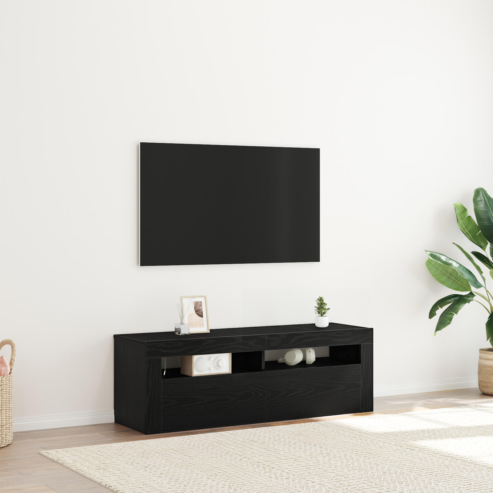 Meuble TV Noir 120 x 35 x 40 cm Bois d'ingénierie - XIOS