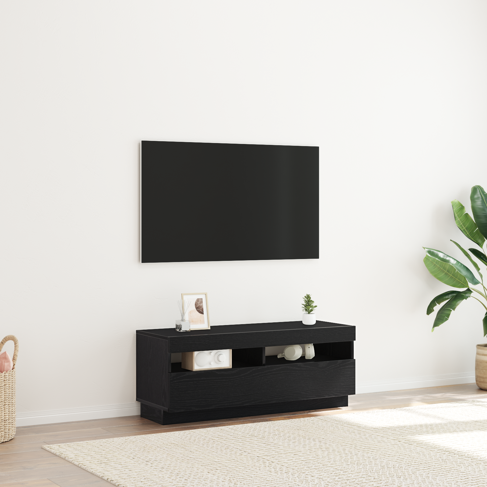 Meuble TV Noir 100 x 35 x 40 cm Bois d'ingénierie - XIOS