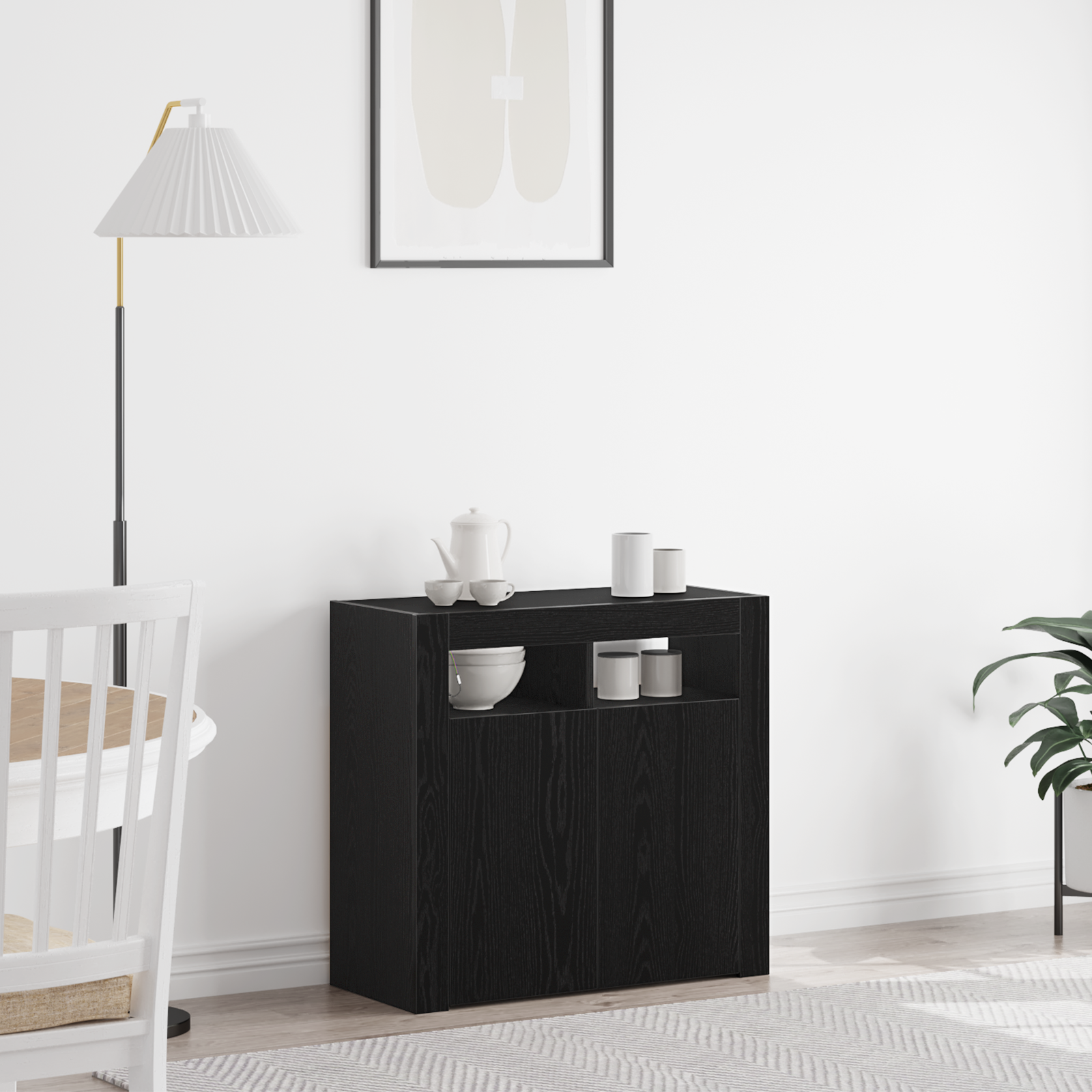 Buffet Noir 80 x 35 x 75 cm Bois d'ingénierie - XIOS