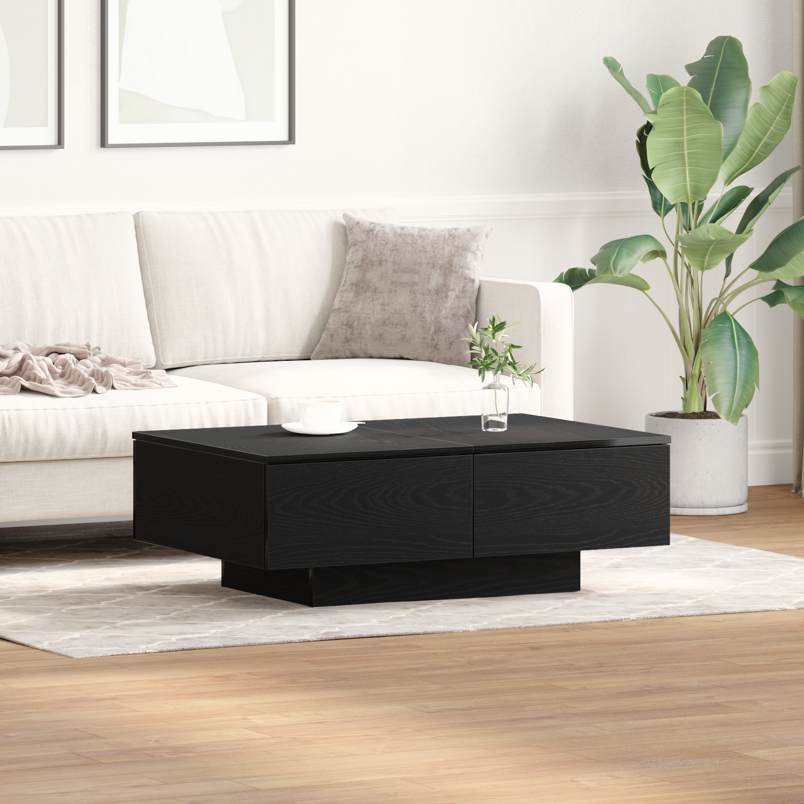 Table basse vidaXL en chêne noir 90x60x31 cm en bois d'ingénierie