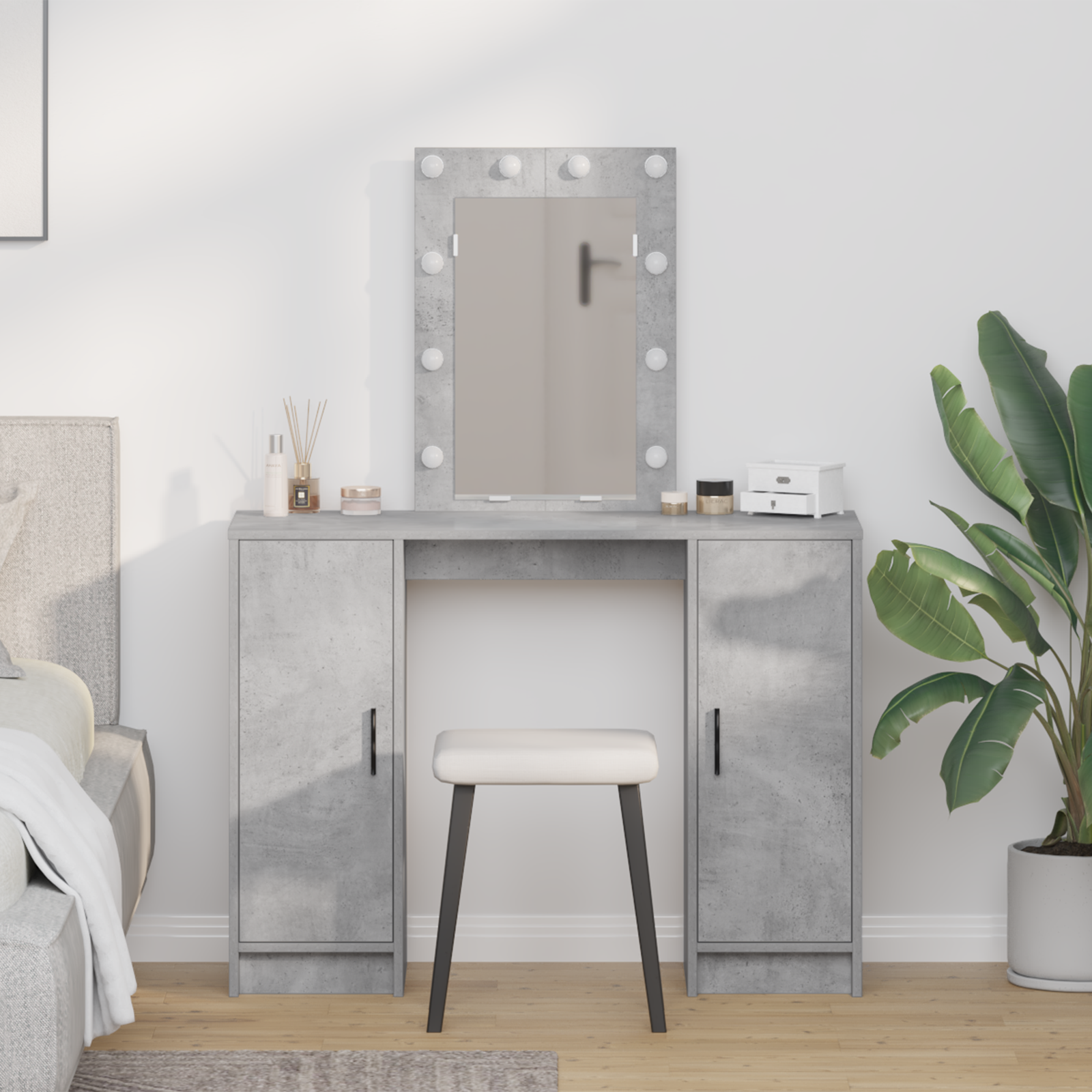 Table de Toilette avec stockage Gris clair 102 x 33 x 135 cm - XIOS