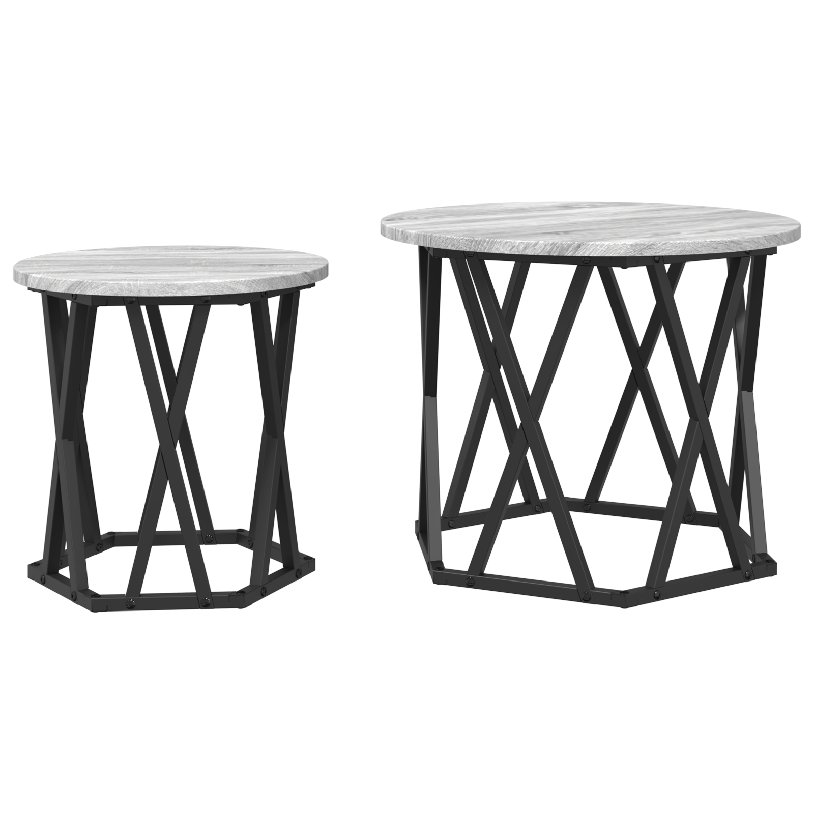 Tables d'appoint empilables vidaXL 2 pcs Gris Sonoma en bois reconstitué