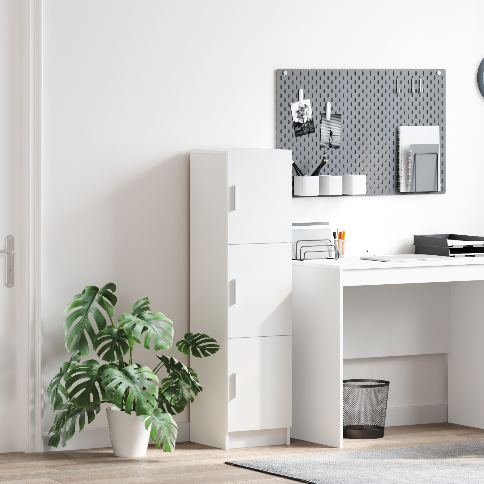 Meuble de Rangement Blanc 31,5 x 32 x 124 cm Bois d'ingénierie - XIOS