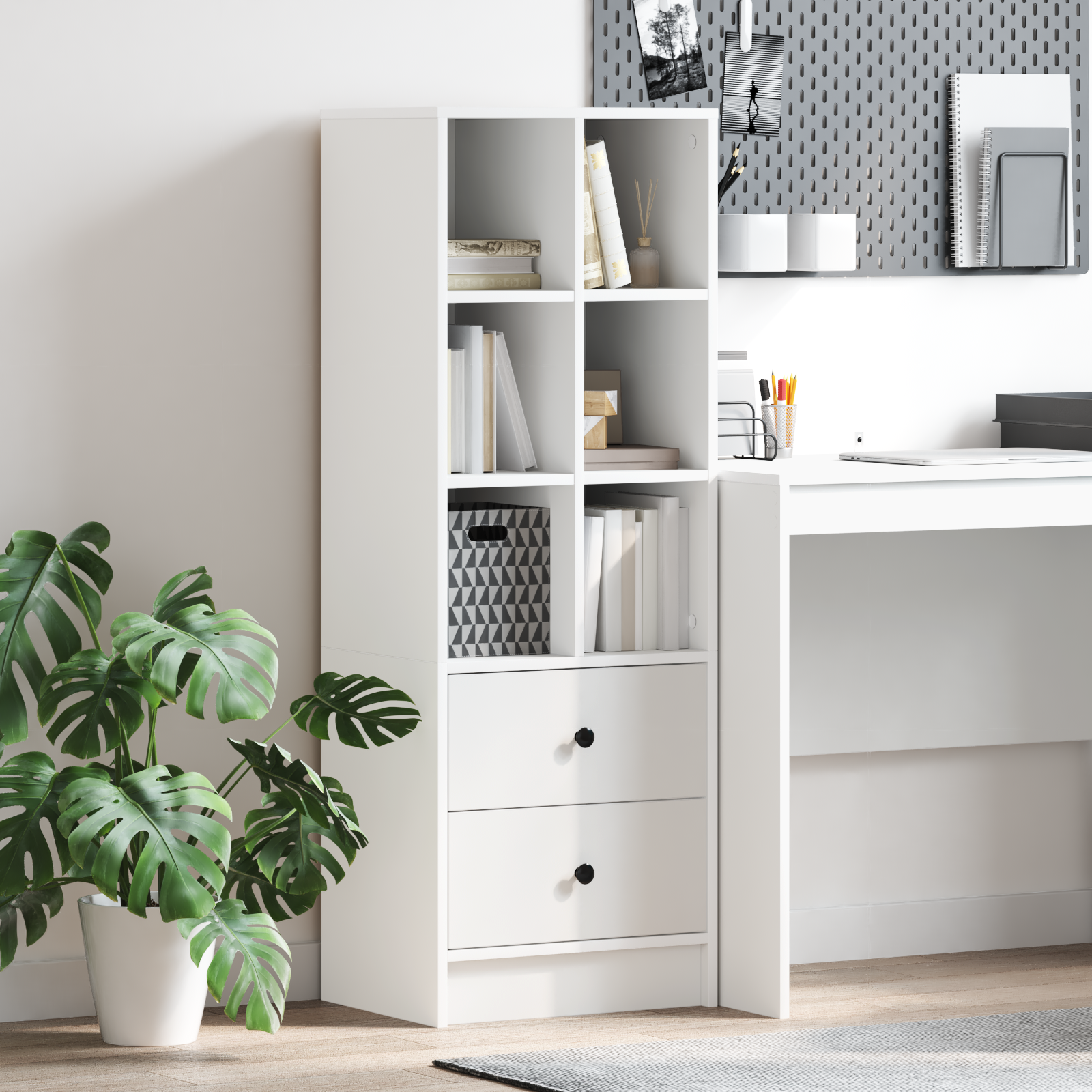 Haut Armoire avec tiroir Blanc 45,5 x 34 x 127 cm - XIOS