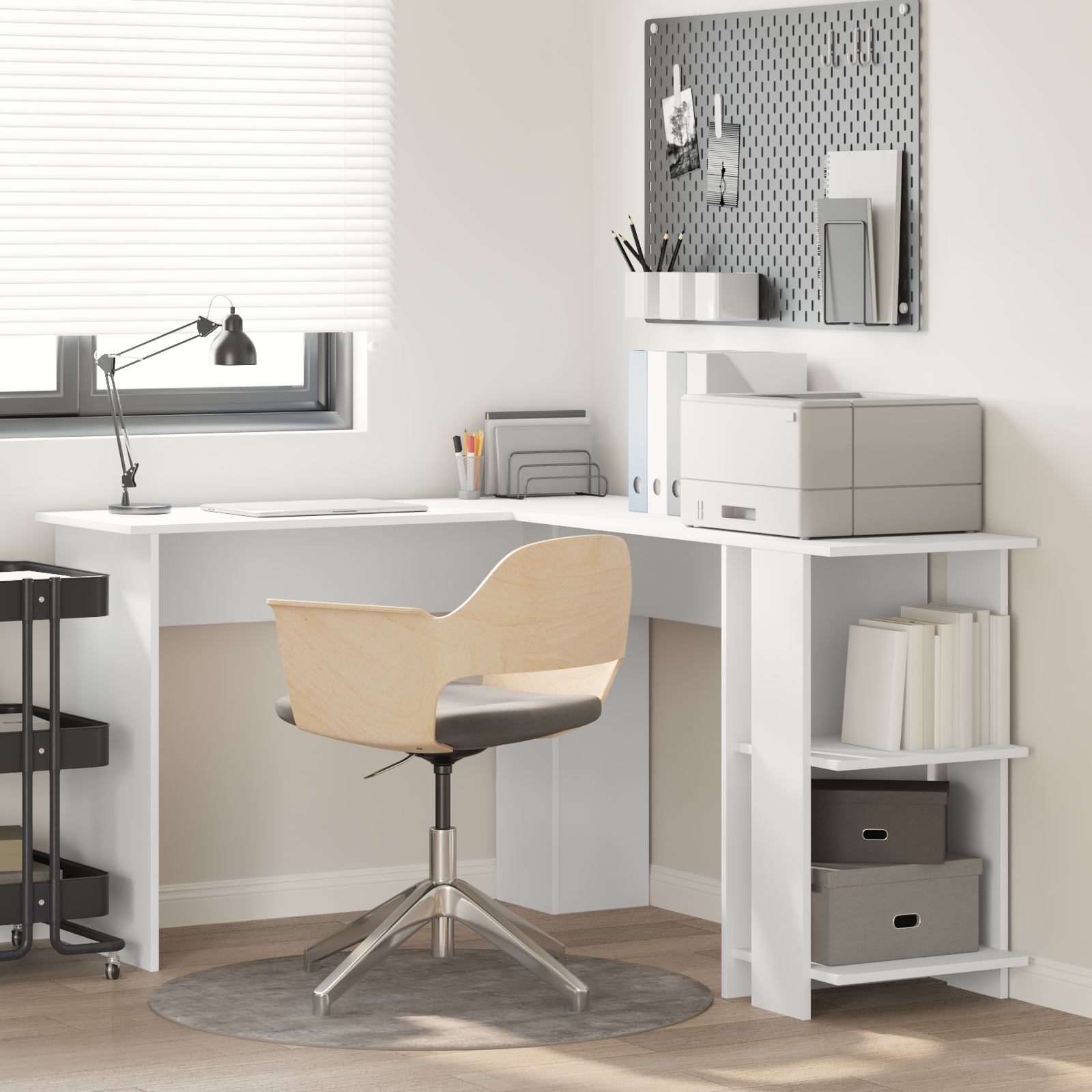 Bureau d'angle Blanc 140 x 113,5 x 75 cm Bois d'ingénierie - XIOS