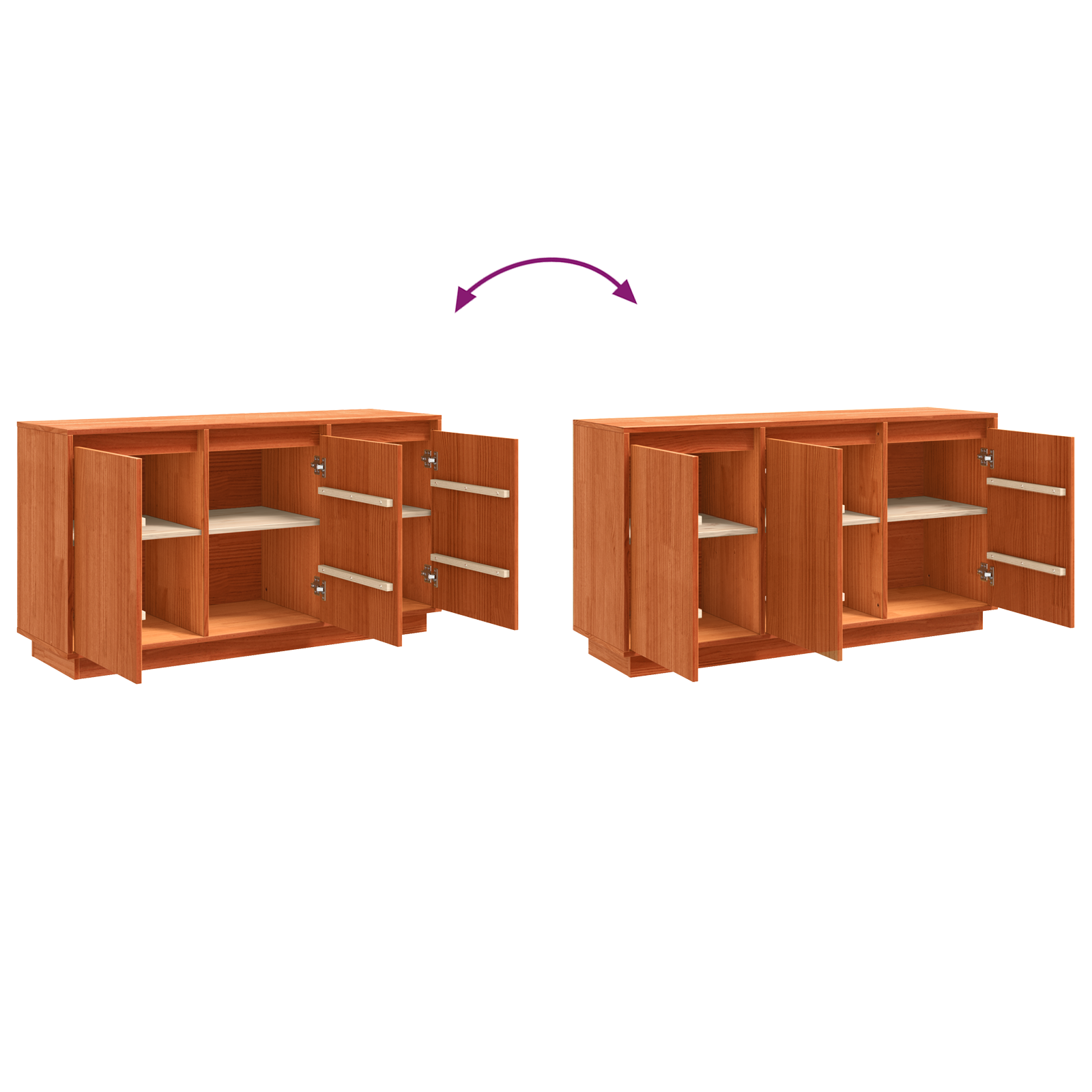Buffet Chêne brun 111 x 34 x 60 cm Pin massif - XIOS