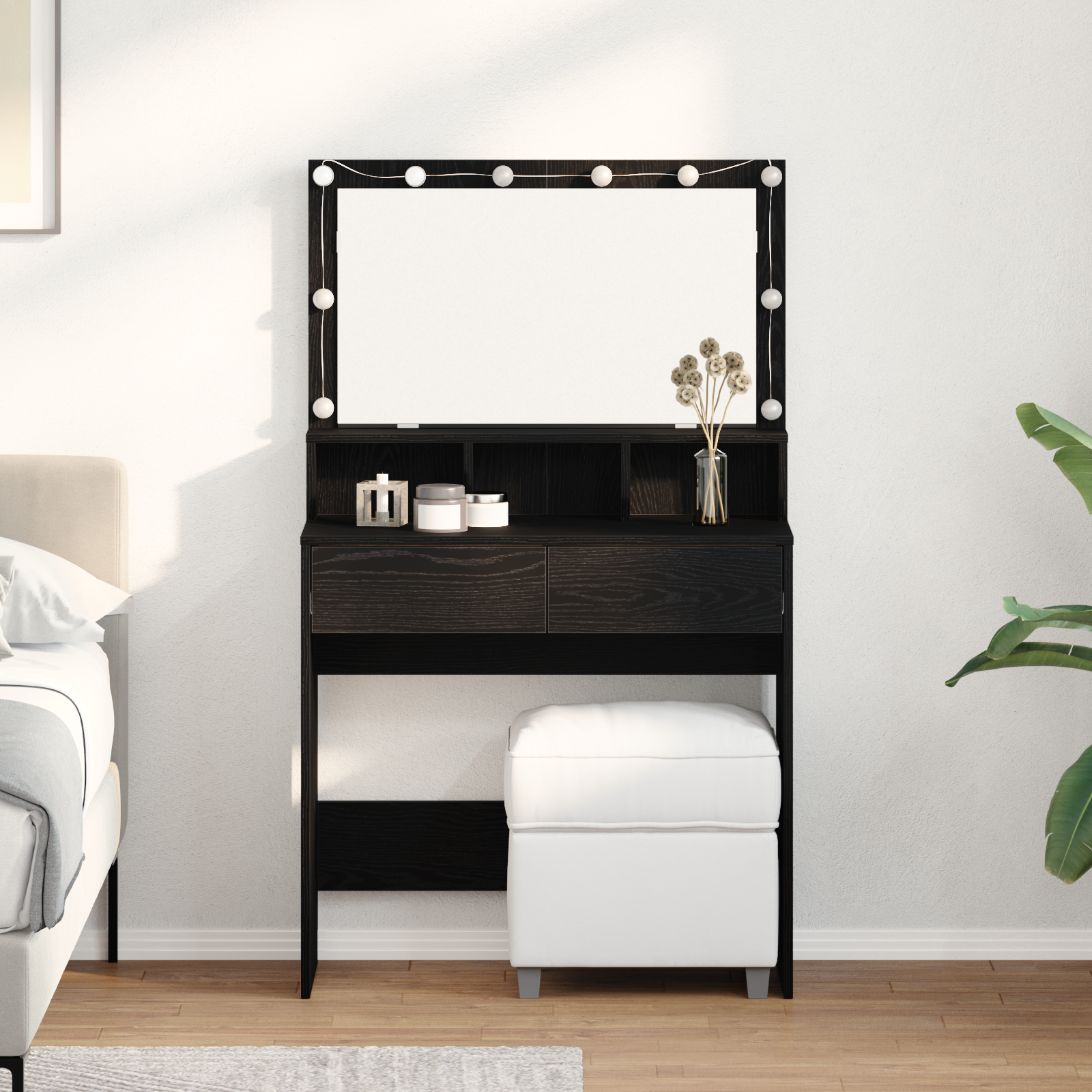 Table de Toilette avec tiroir Chêne noir 80 x 41 x 134.5 cm - XIOS