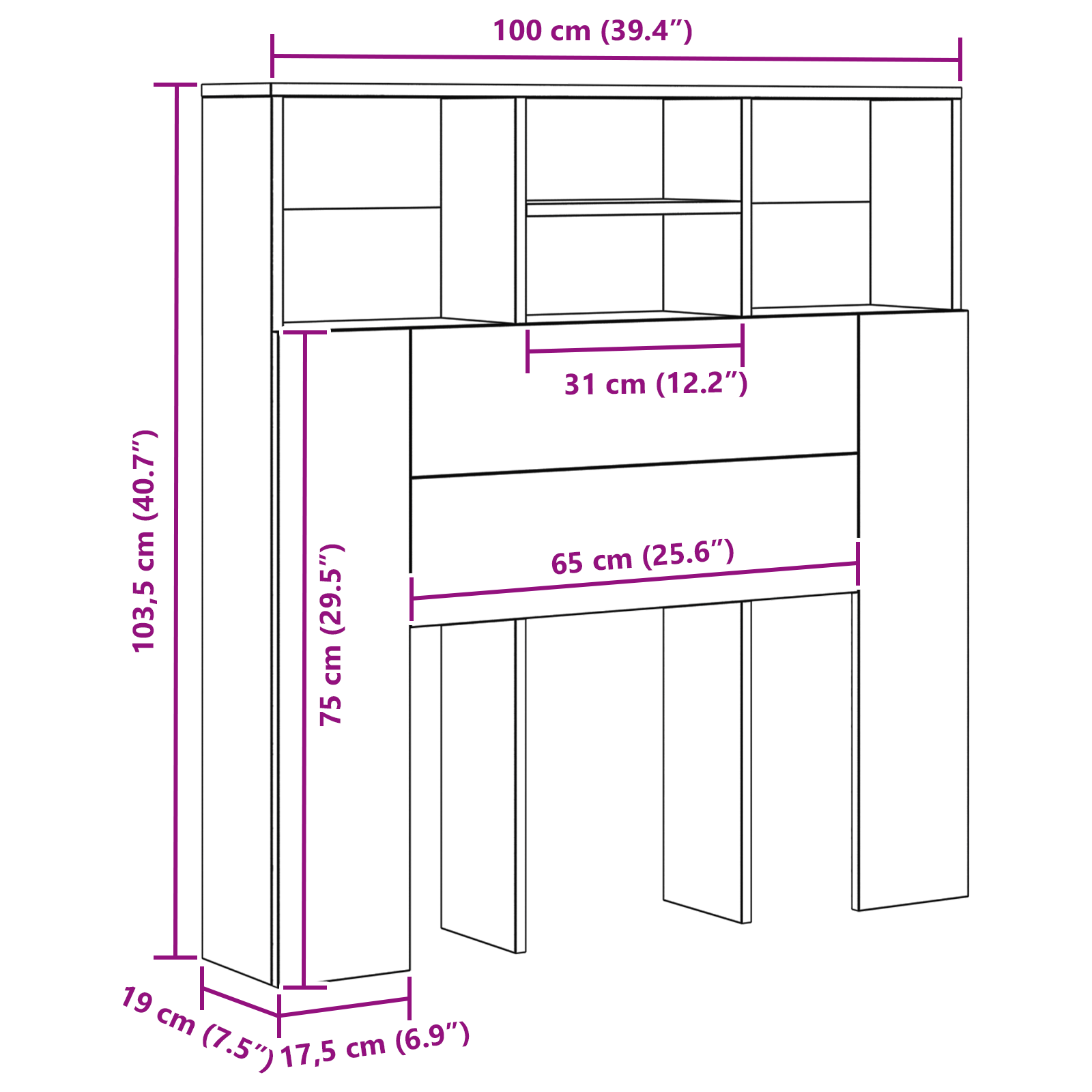 Cabinet de Tête de Lit Chêne artisanal 100 x 19 x 103,5 cm - XIOS