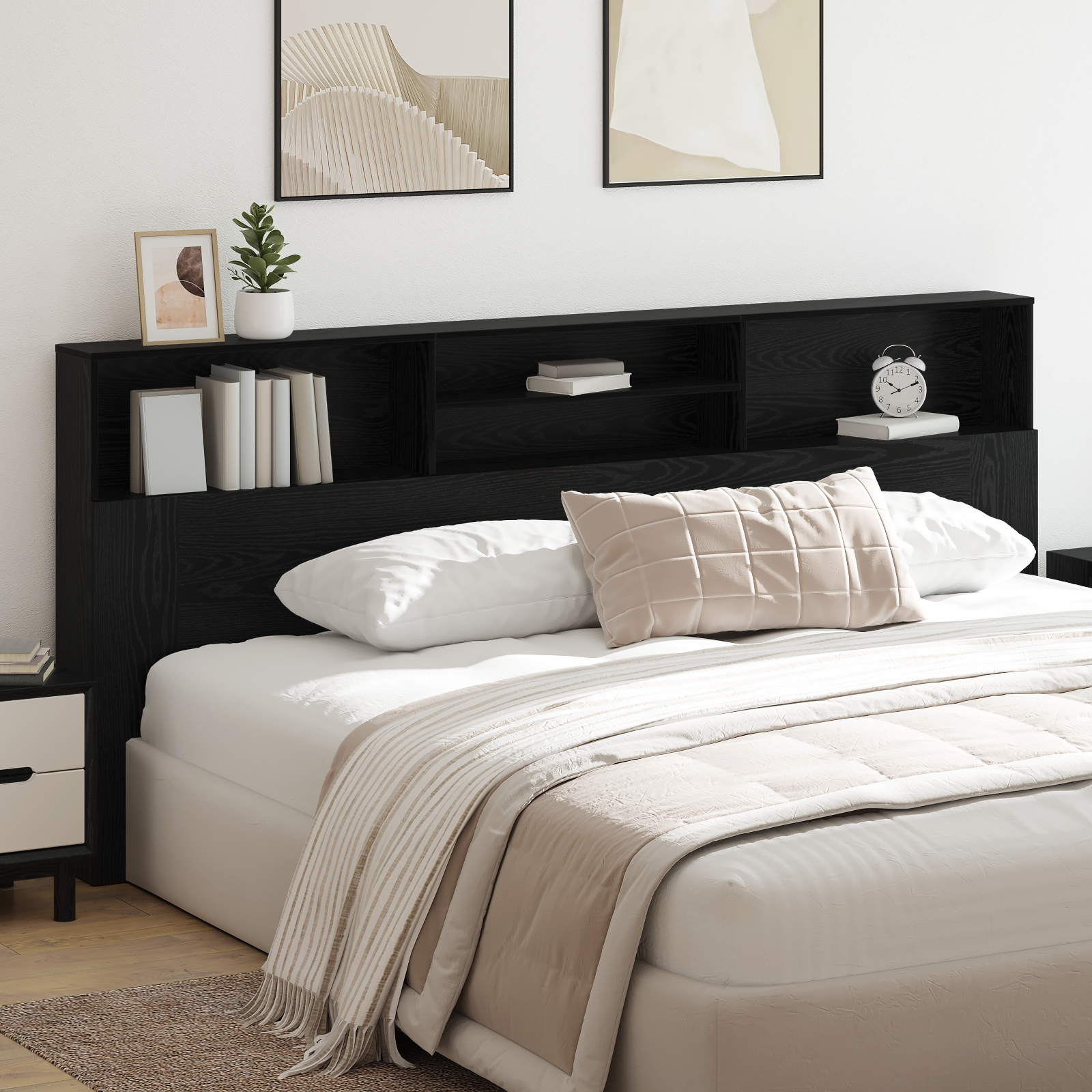 Cabinet de Tête de Lit Chêne noir 220 x 19 x 101,5 cm - XIOS