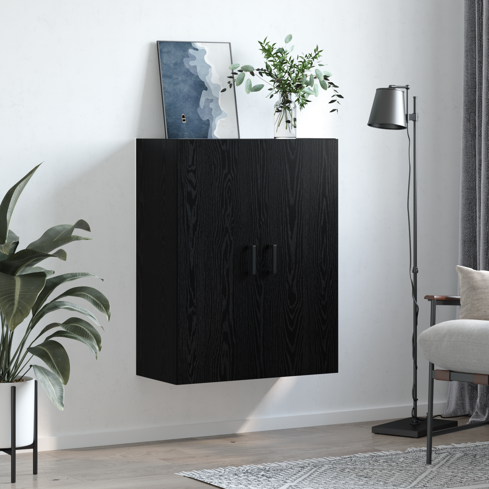 Meuble mural Chêne noir 69,5 x 34 x 90 cm Bois d'ingénierie - XIOS