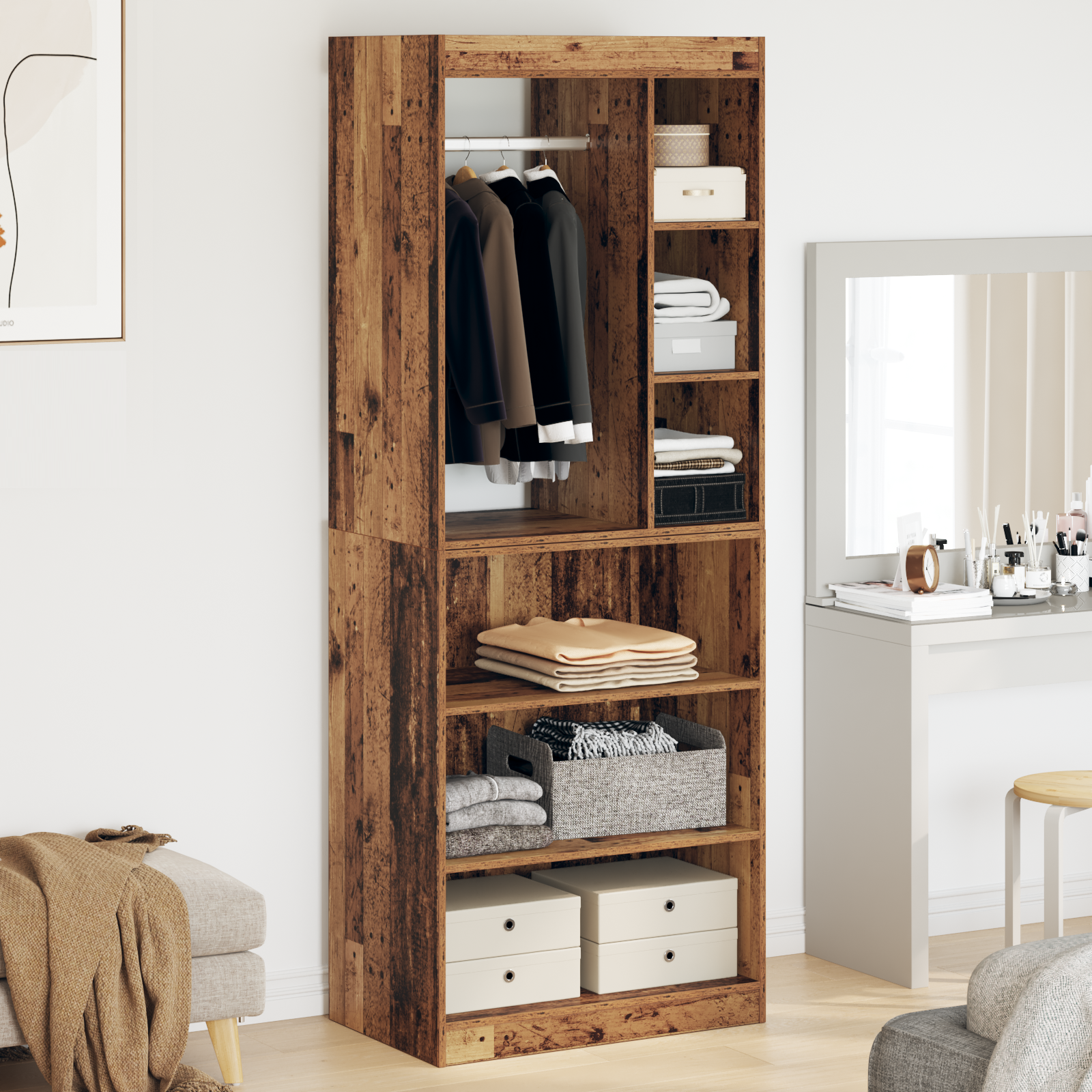 Armoire avec étagère avec stockage Bois ancien 77 x 48 x 102 cm - XIOS