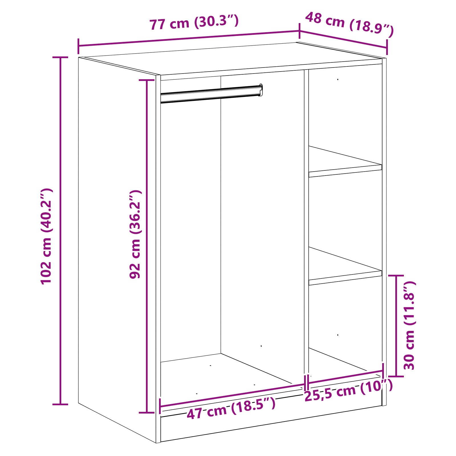 Armoire avec étagère avec stockage Bois ancien 77 x 48 x 102 cm - XIOS
