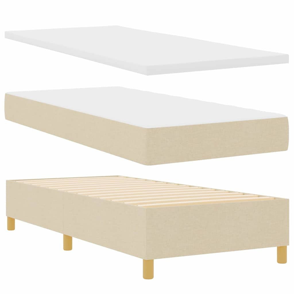 Lit à ressort LED avec tête de lit Crème 90 x 190 cm tissu - XIOS