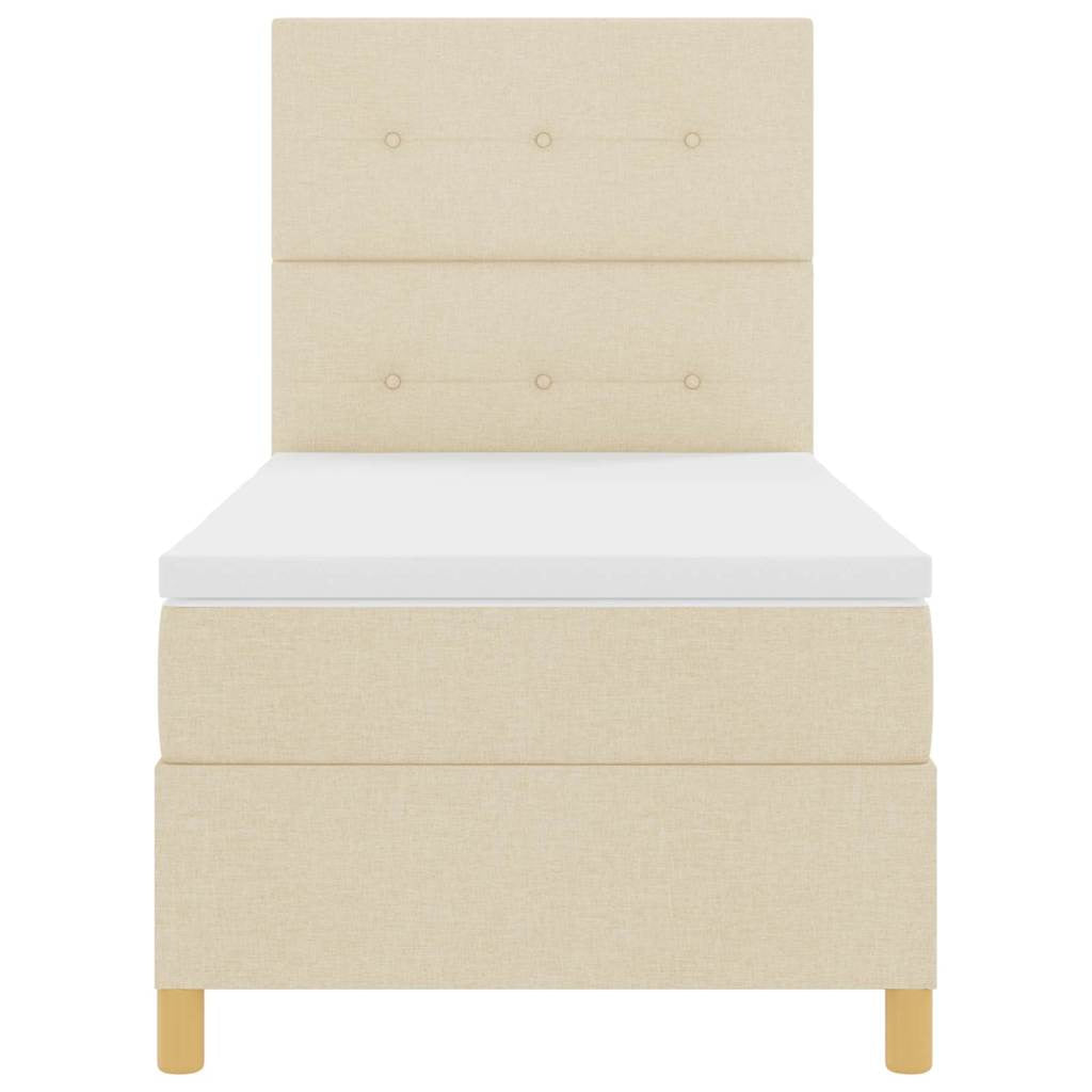 Lit à ressort LED avec tête de lit Crème 90 x 190 cm tissu - XIOS