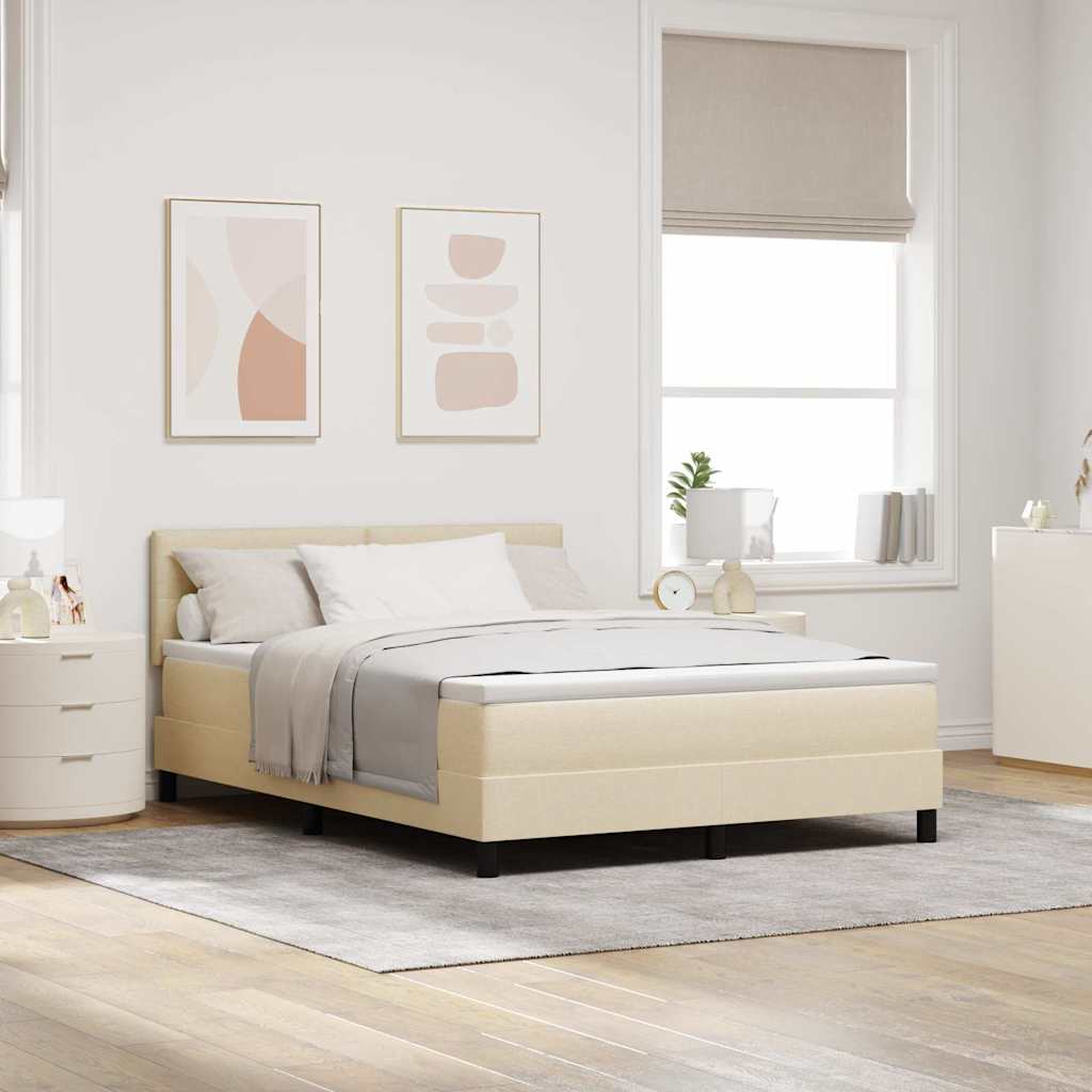 Lit à ressorts avec bandes LED Crème 140 x 190 cm tissu - XIOS