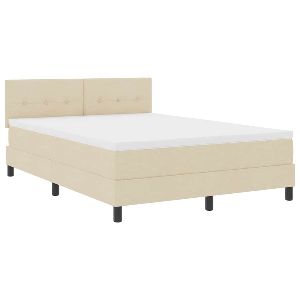 Lit à ressorts avec bandes LED Crème 140 x 190 cm tissu - XIOS
