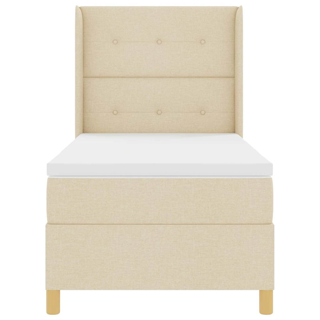 Lit à ressorts avec bandes LED Crème 90 x 190 cm tissu - XIOS