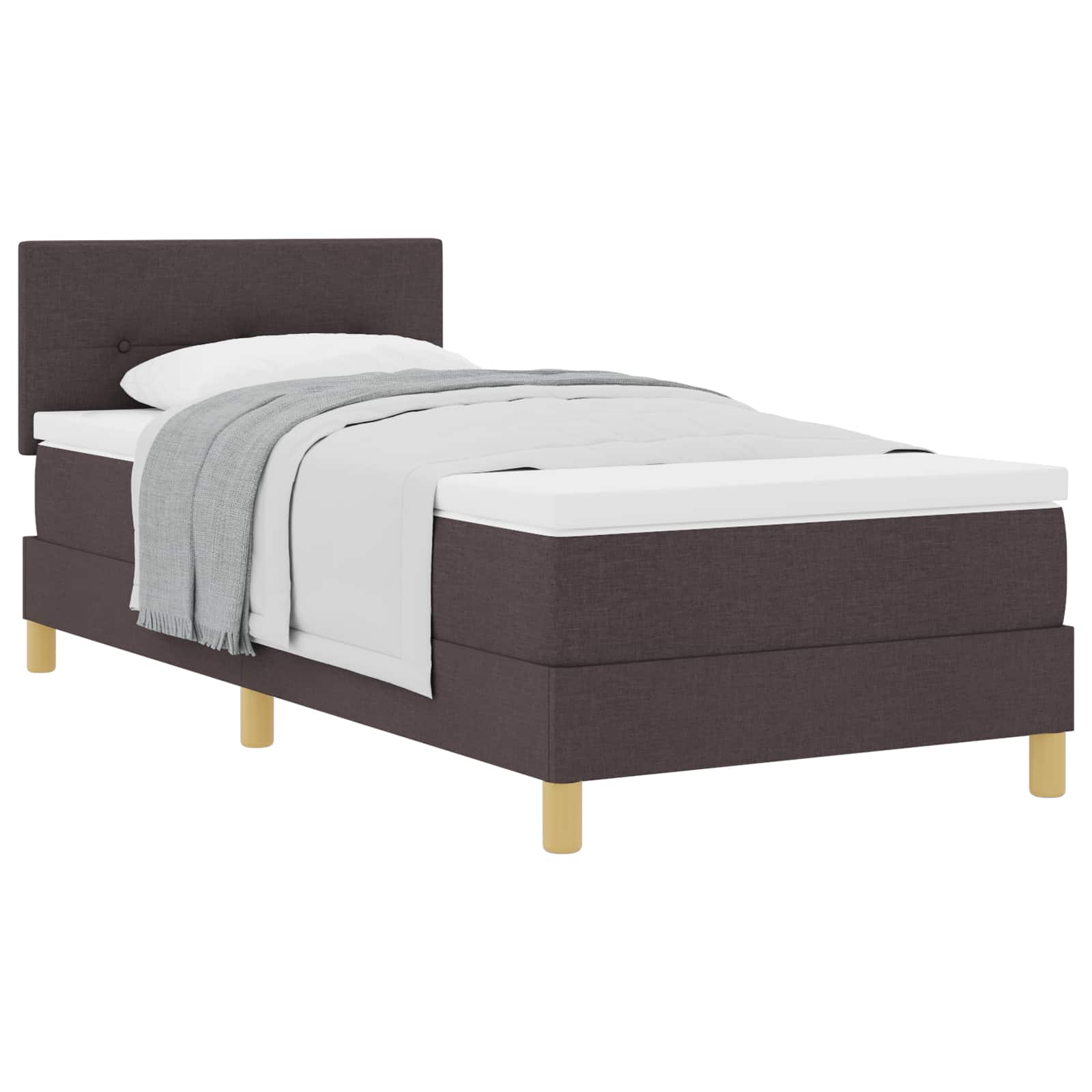 Lit à ressorts avec coussin Marron foncé 80 x 200 cm tissu - XIOS